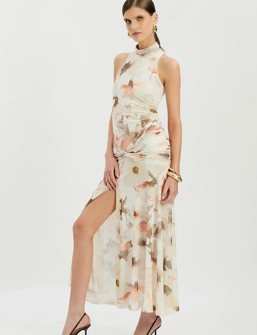 Bardot - LEANNA MESH MIDI DRESS - maksikleidid - ivory fl - 3