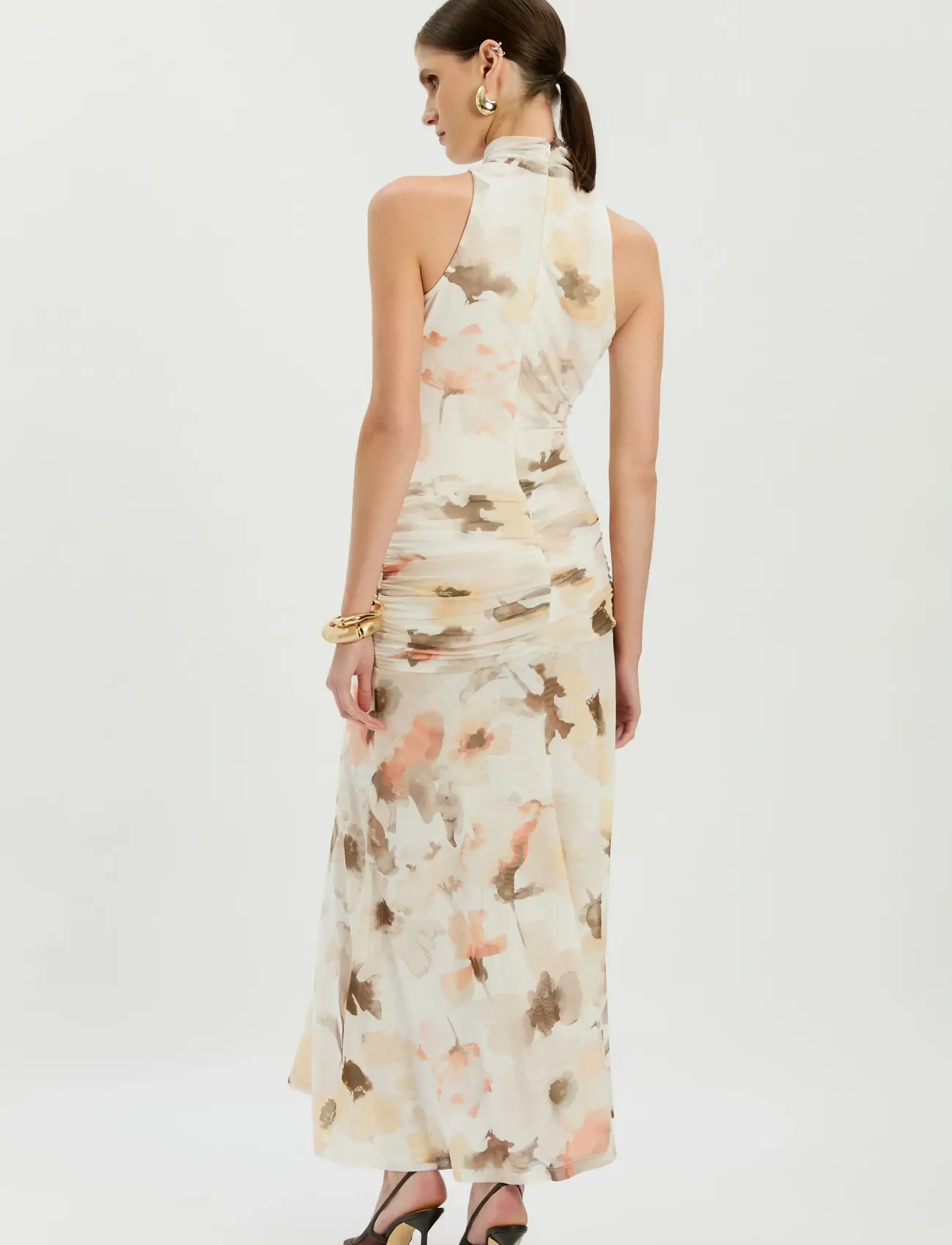 Bardot - LEANNA MESH MIDI DRESS - maxi dresses - ivory fl - 4