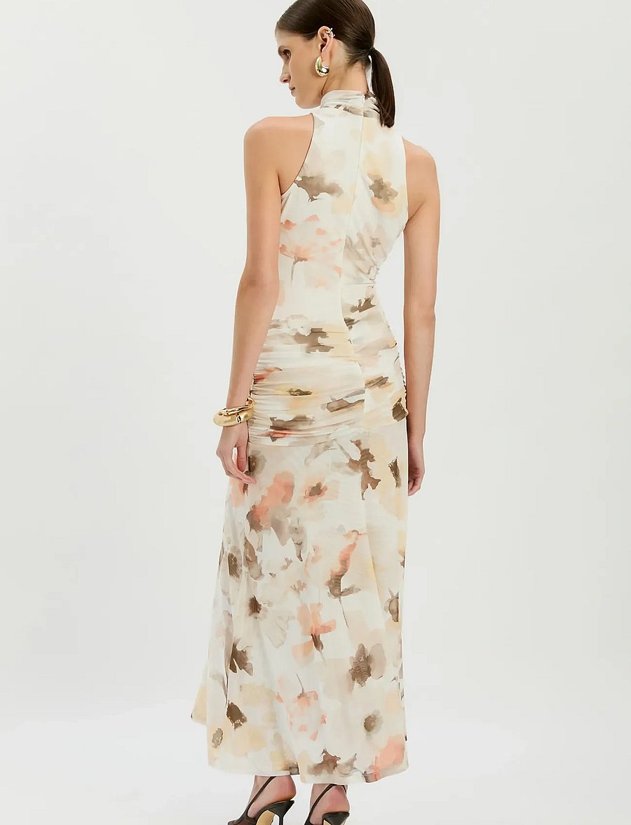 Bardot - LEANNA MESH MIDI DRESS - maksikleidid - ivory fl - 4