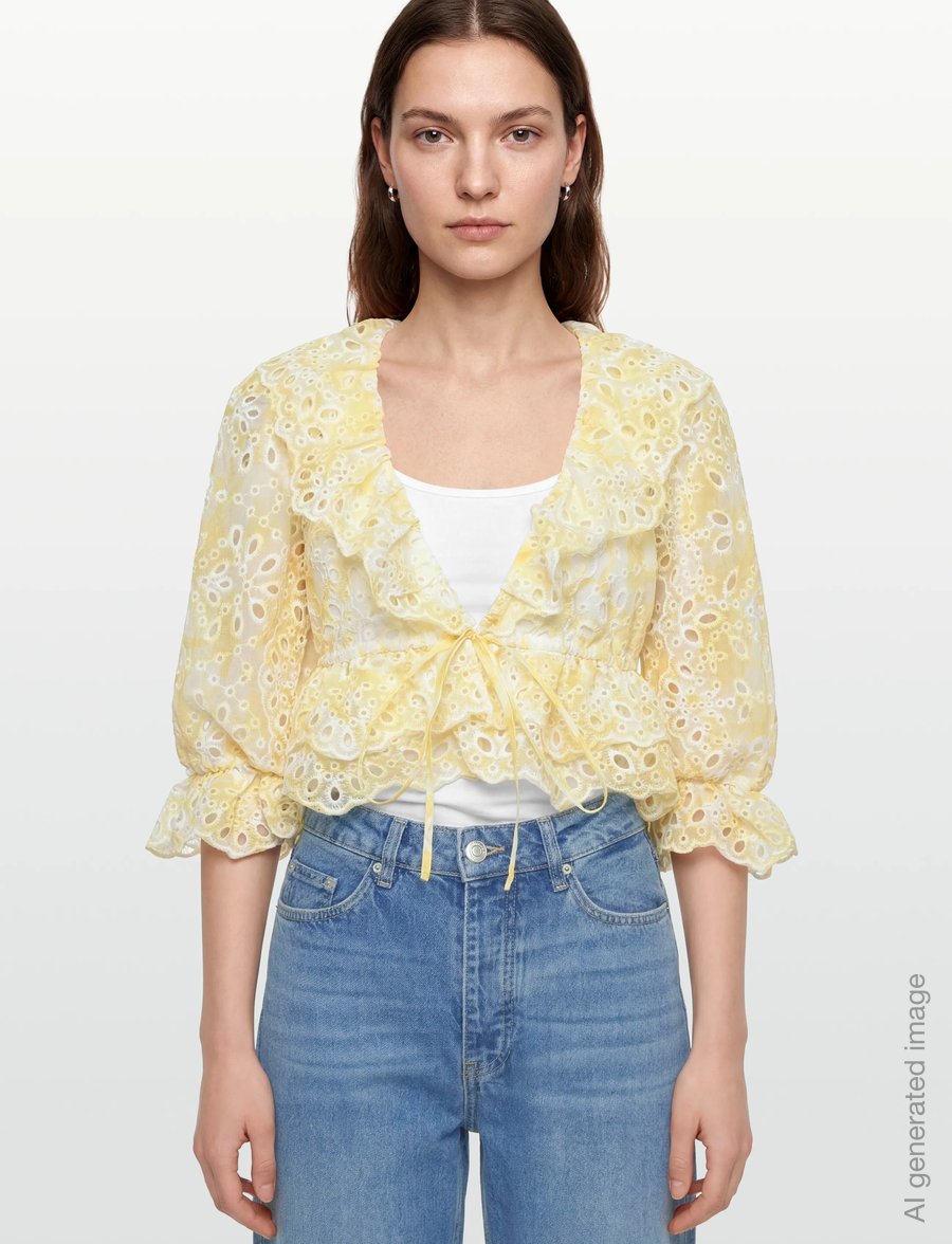 Bardot - NAOMI DRAWCORD BRODERIE BLOUSE - langärmelige blusen - yellow flr - 3