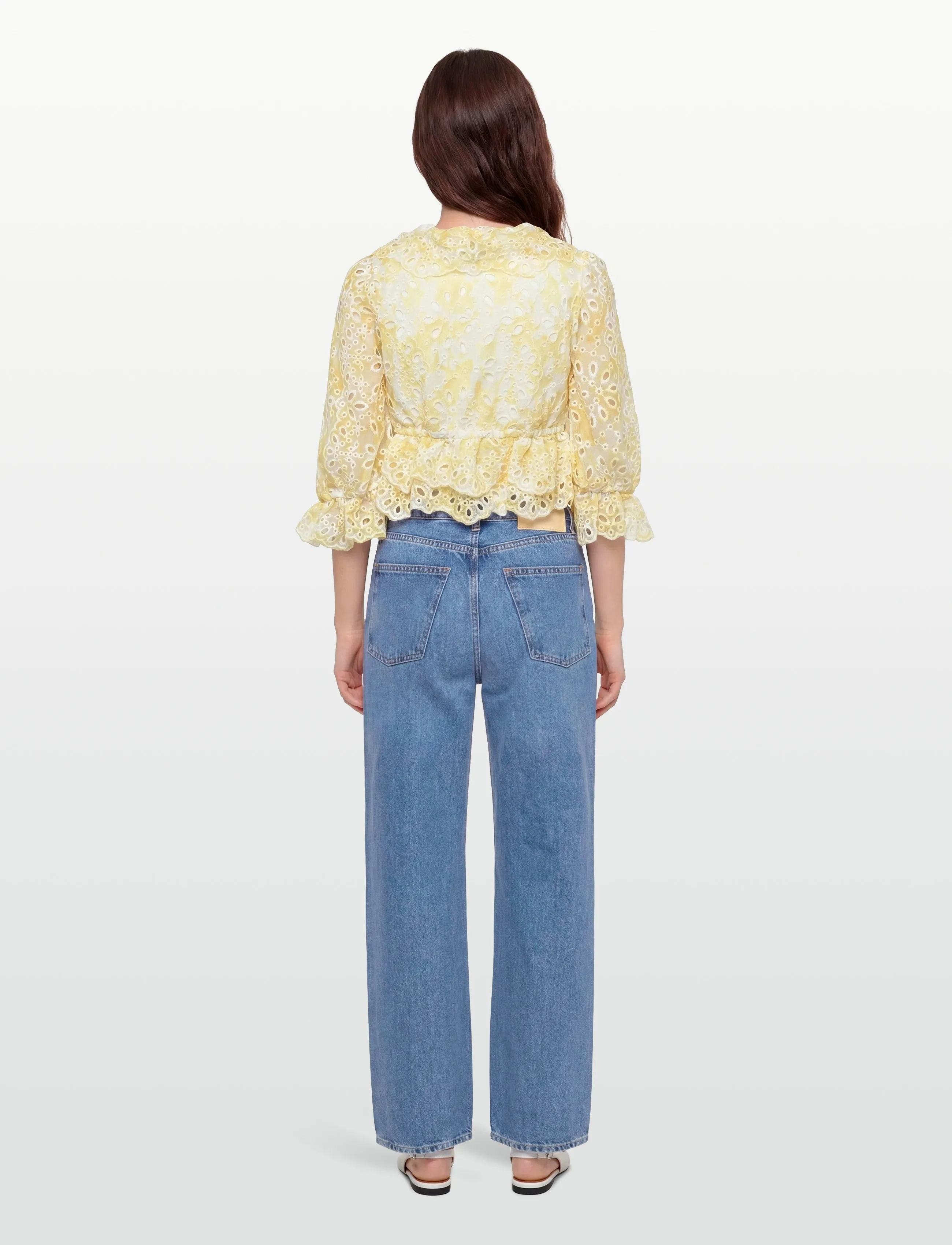 Bardot - NAOMI DRAWCORD BRODERIE BLOUSE - langärmelige blusen - yellow flr - 4