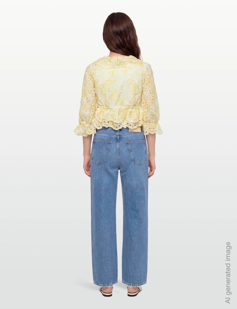 Bardot - NAOMI DRAWCORD BRODERIE BLOUSE - langärmelige blusen - yellow flr - 4
