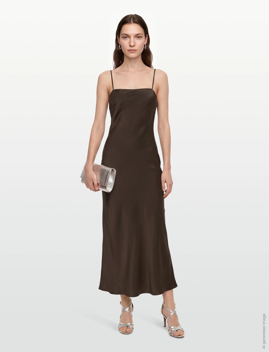 Bardot - MARLO SATIN SLIP DRESS - robes moulantes - dark choco - 0