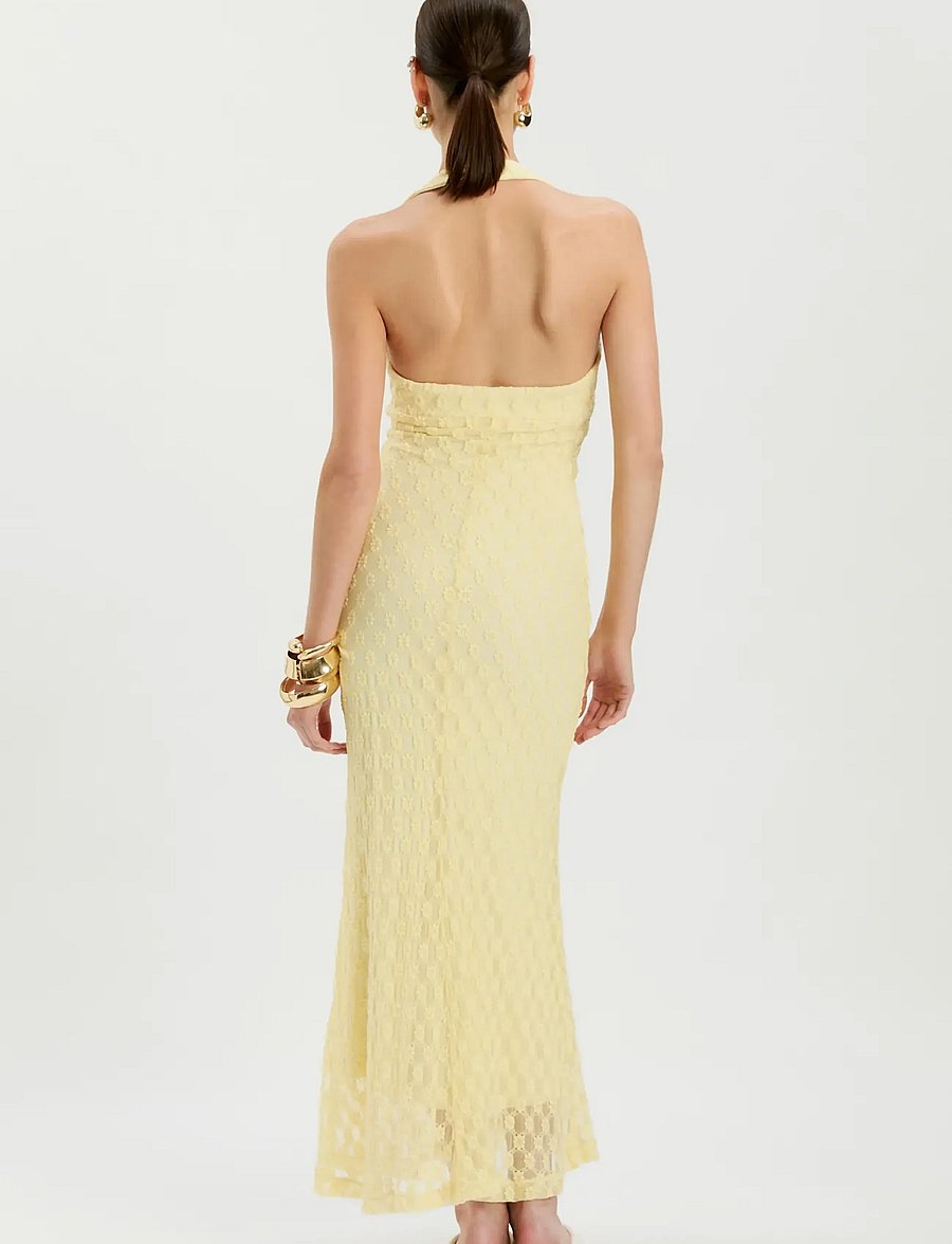 Bardot - MARIKO HALTER NECK MIDI DRESS - midi kjólar - canary ylw - 3