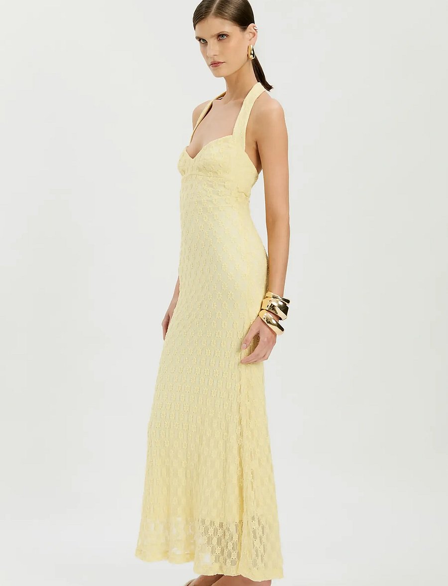 Bardot - MARIKO HALTER NECK MIDI DRESS - midi kjólar - canary ylw - 5