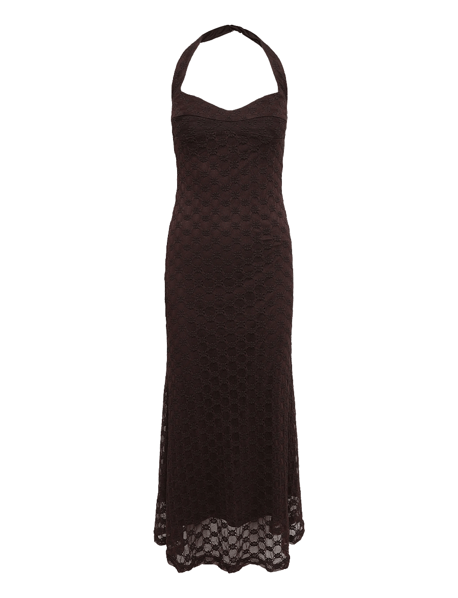 Bardot - MARIKO HALTER NECK MIDI DRESS - midi dresses - dark choco - 0