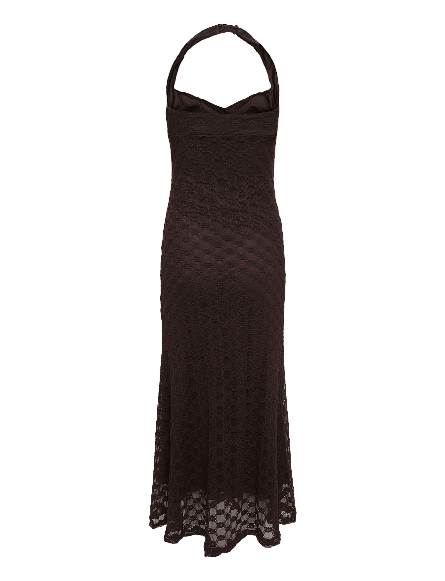 Bardot - MARIKO HALTER NECK MIDI DRESS - midi dresses - dark choco - 1