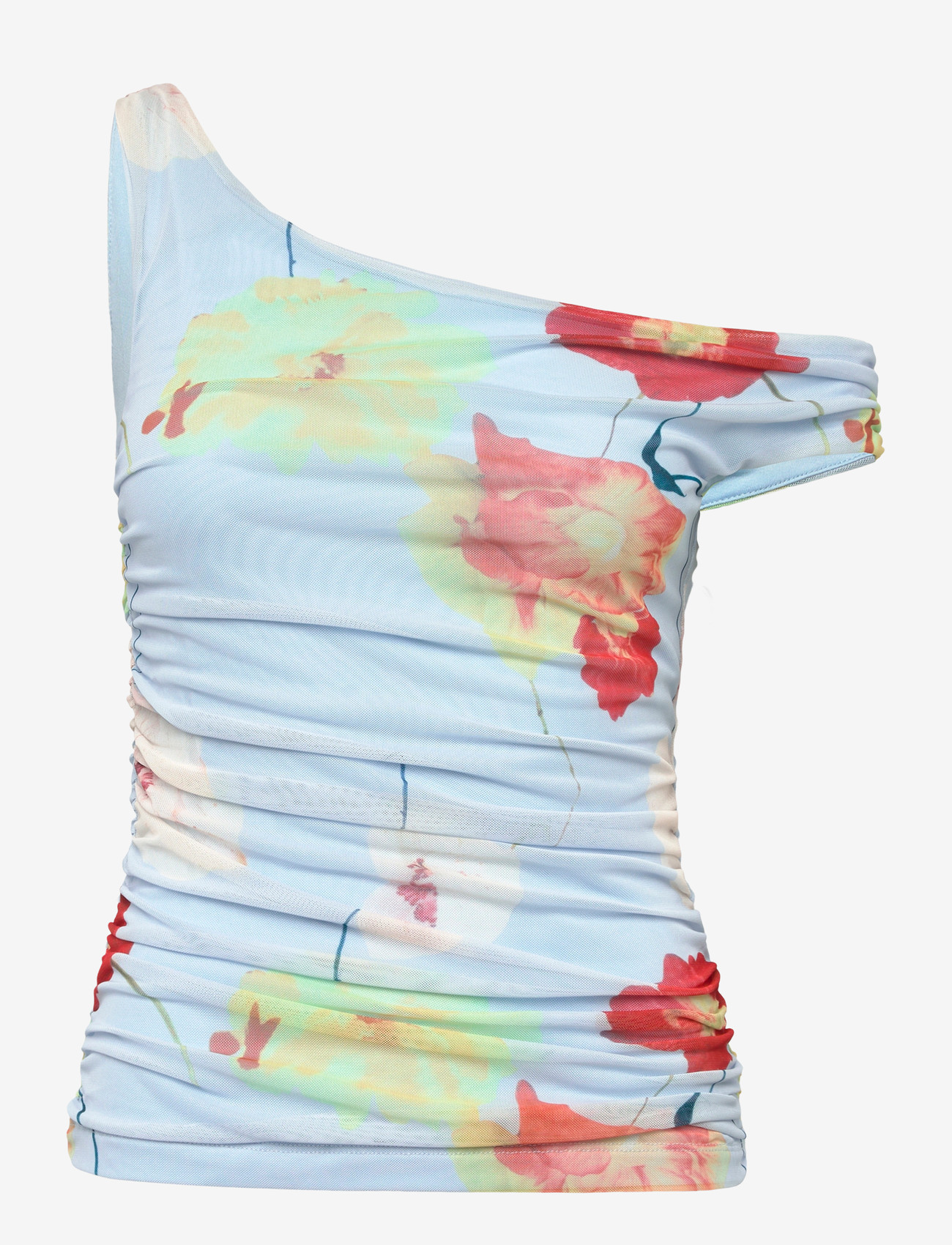Bardot - LAYANA PRINTED MESH ASYM TOP - topid ja varrukateta alussärgid - baby bl fl - 0