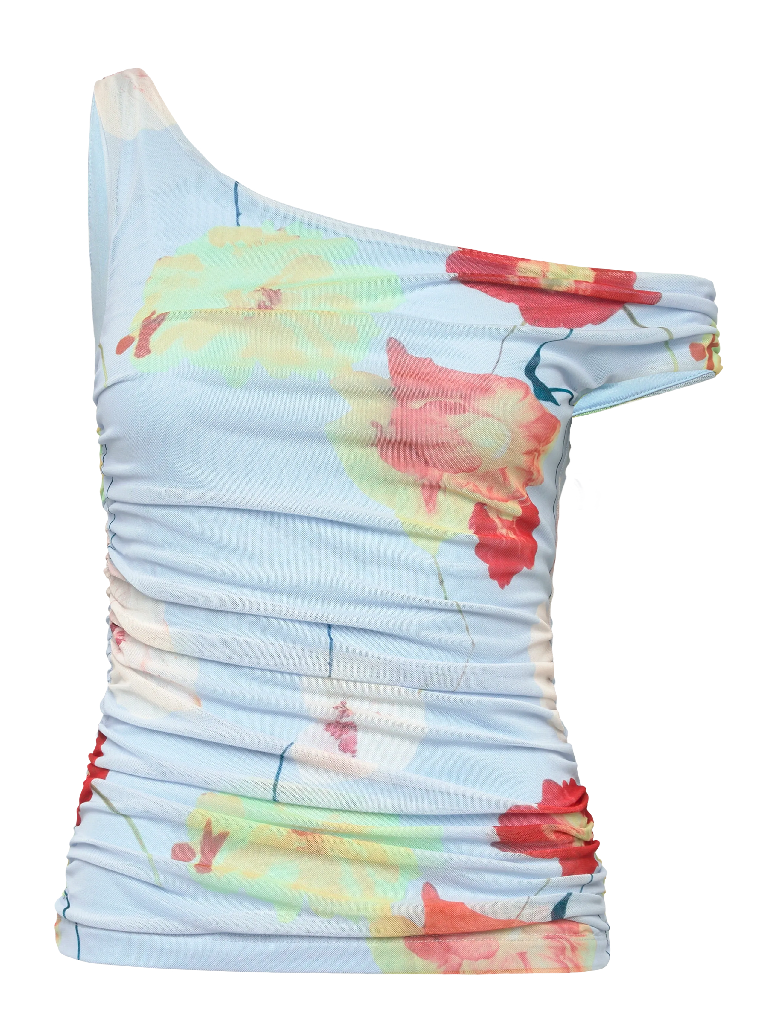 Bardot LAYANA PRINTED MESH ASYM TOP - Clothing - BABY BL FL / multi