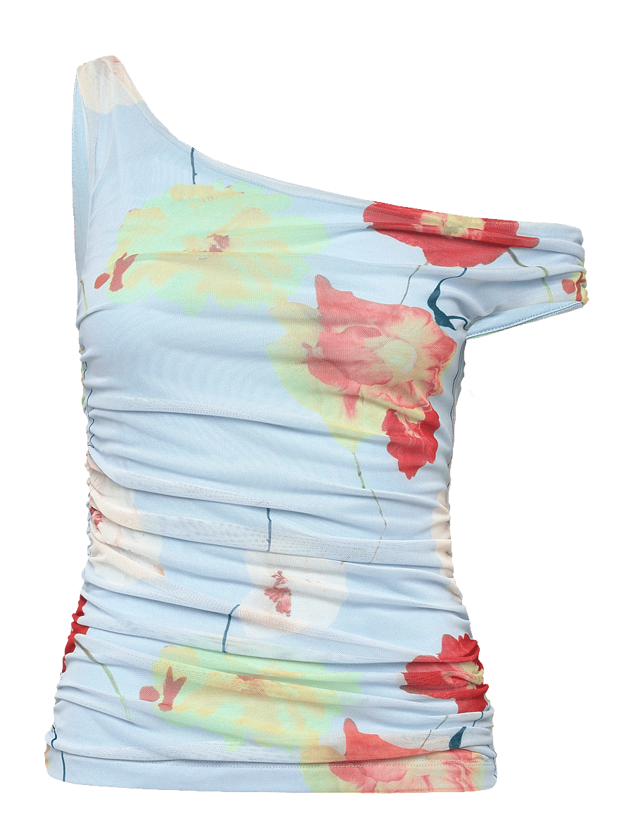 Bardot - LAYANA PRINTED MESH ASYM TOP - tanktops - baby bl fl - 1