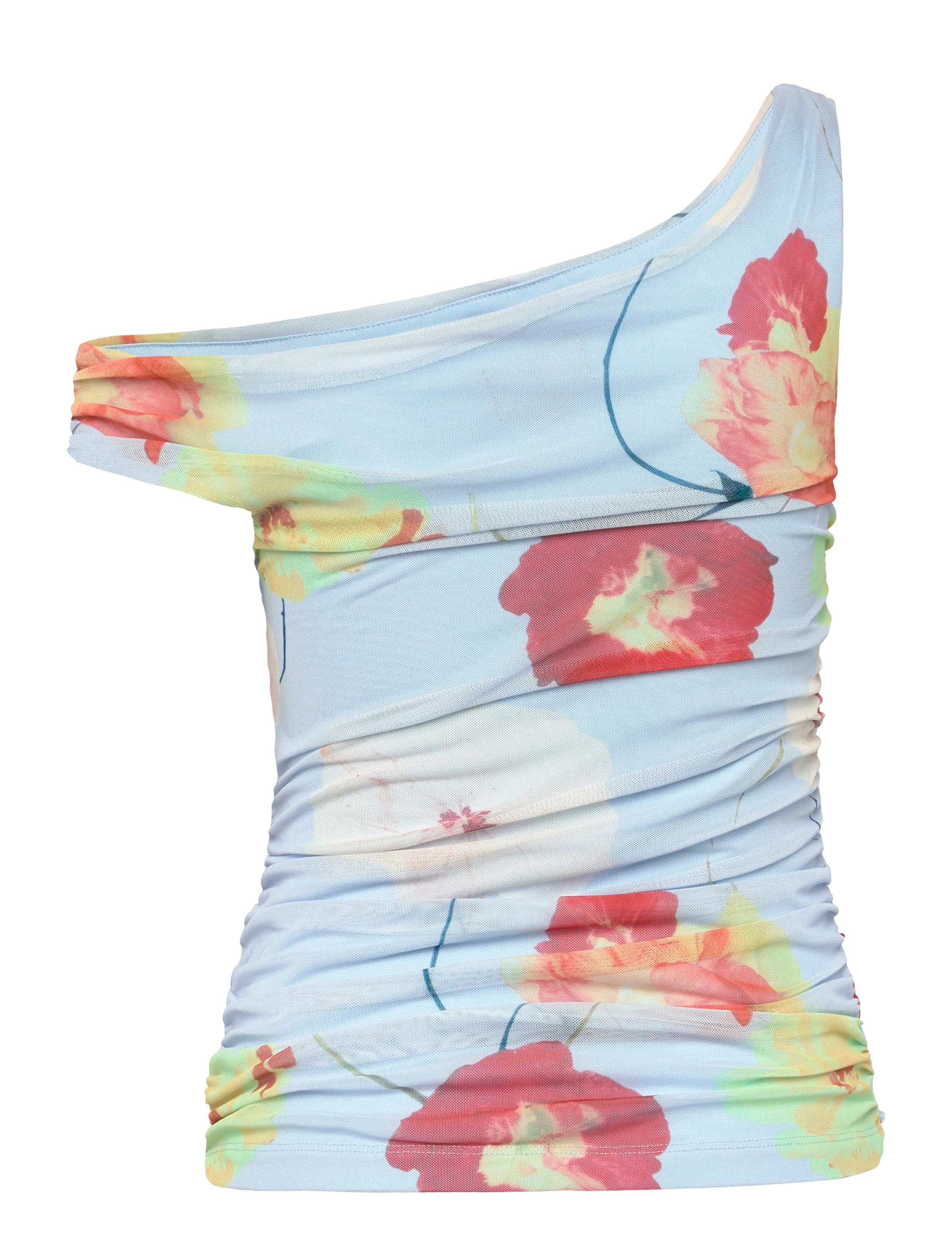 Bardot - LAYANA PRINTED MESH ASYM TOP - linnen - baby bl fl - 1