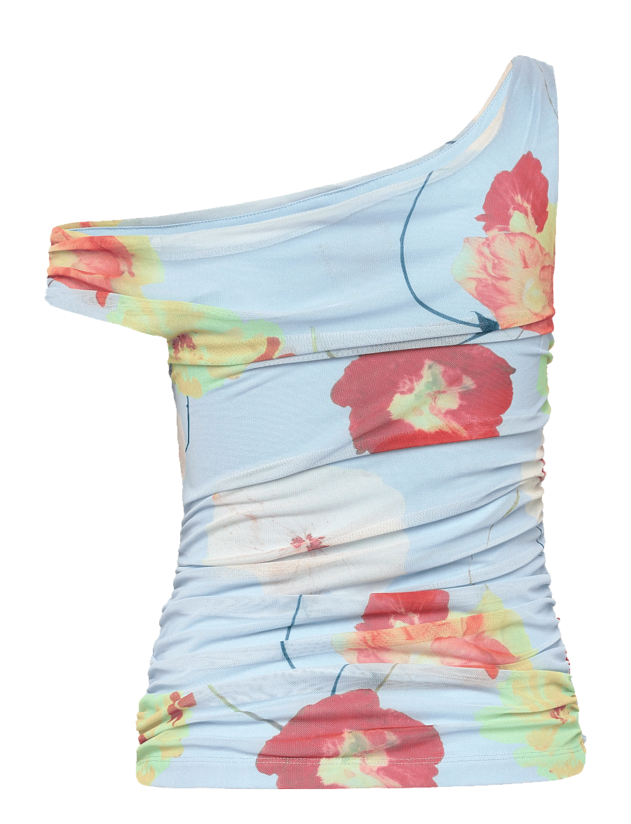 Bardot - LAYANA PRINTED MESH ASYM TOP - tanktops - baby bl fl - 2