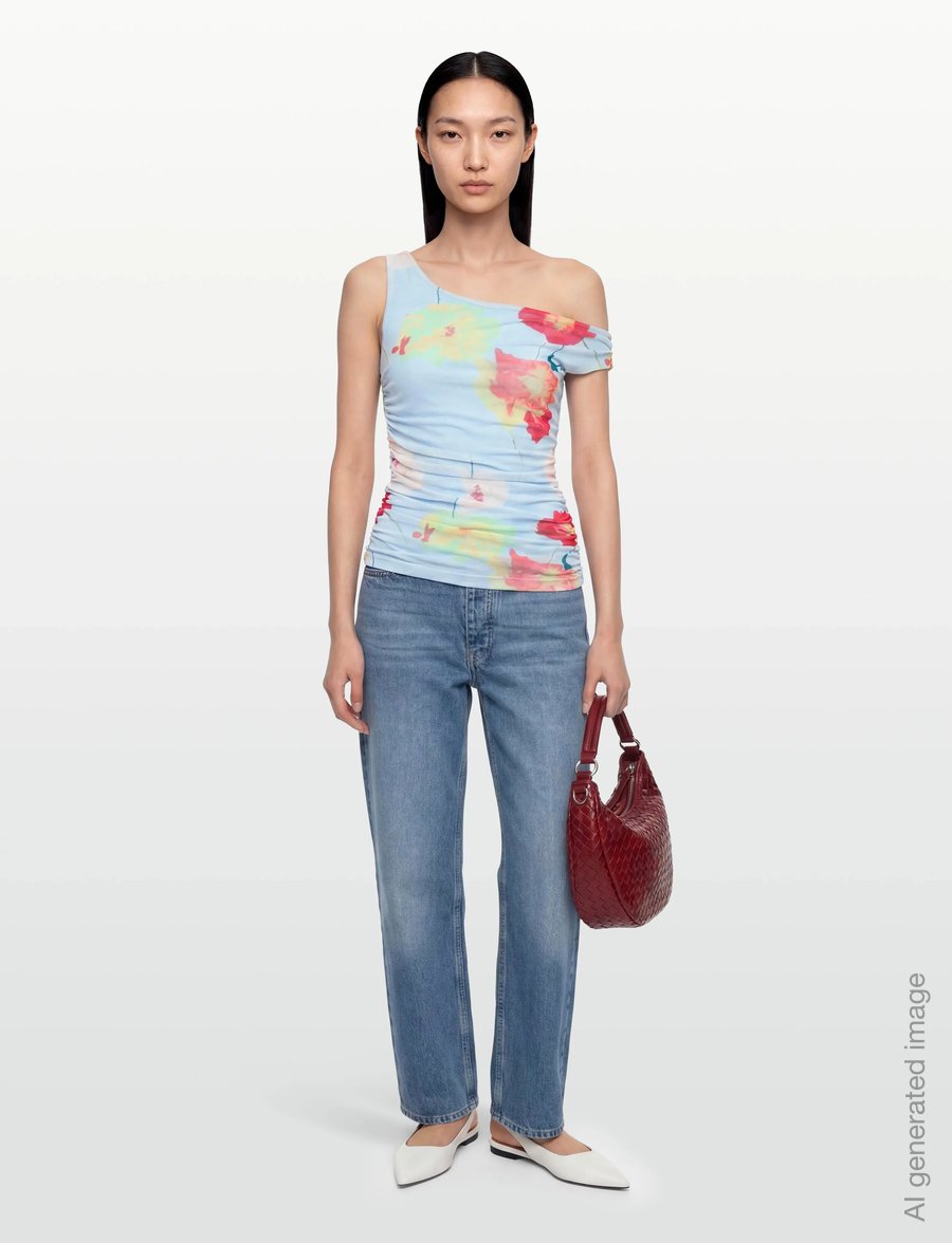 Bardot - LAYANA PRINTED MESH ASYM TOP - tanktops - baby bl fl - 0