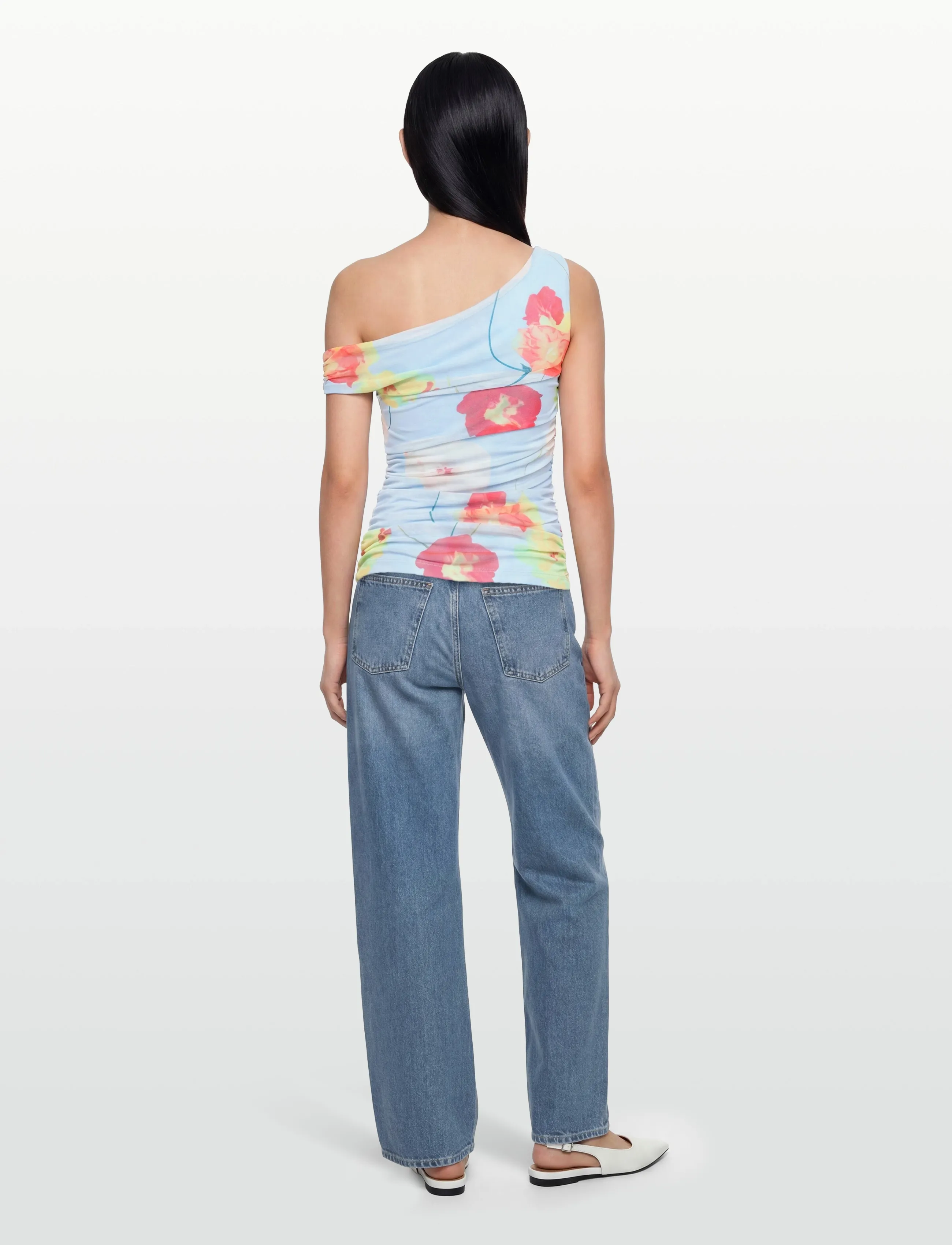 Bardot - LAYANA PRINTED MESH ASYM TOP - tanktops - baby bl fl - 4