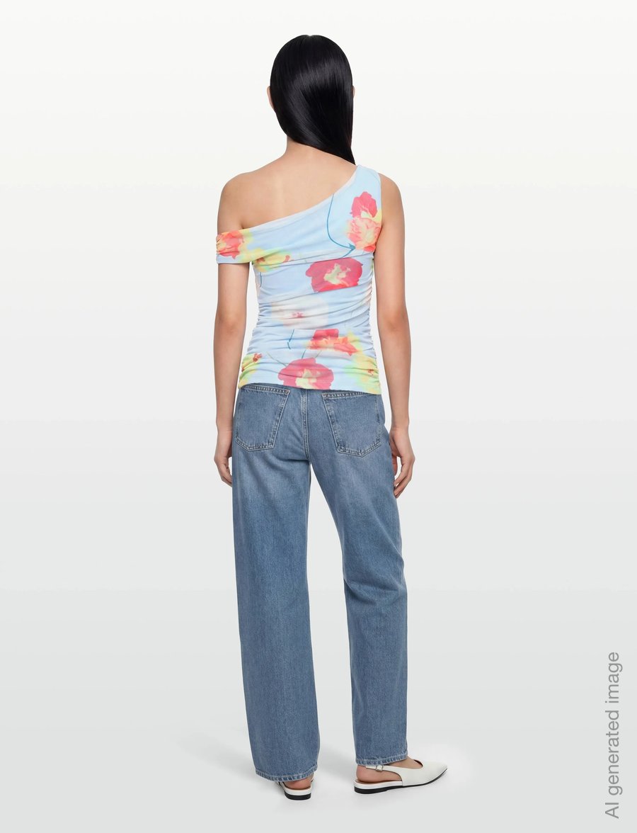 Bardot - LAYANA PRINTED MESH ASYM TOP - tanktops - baby bl fl - 4