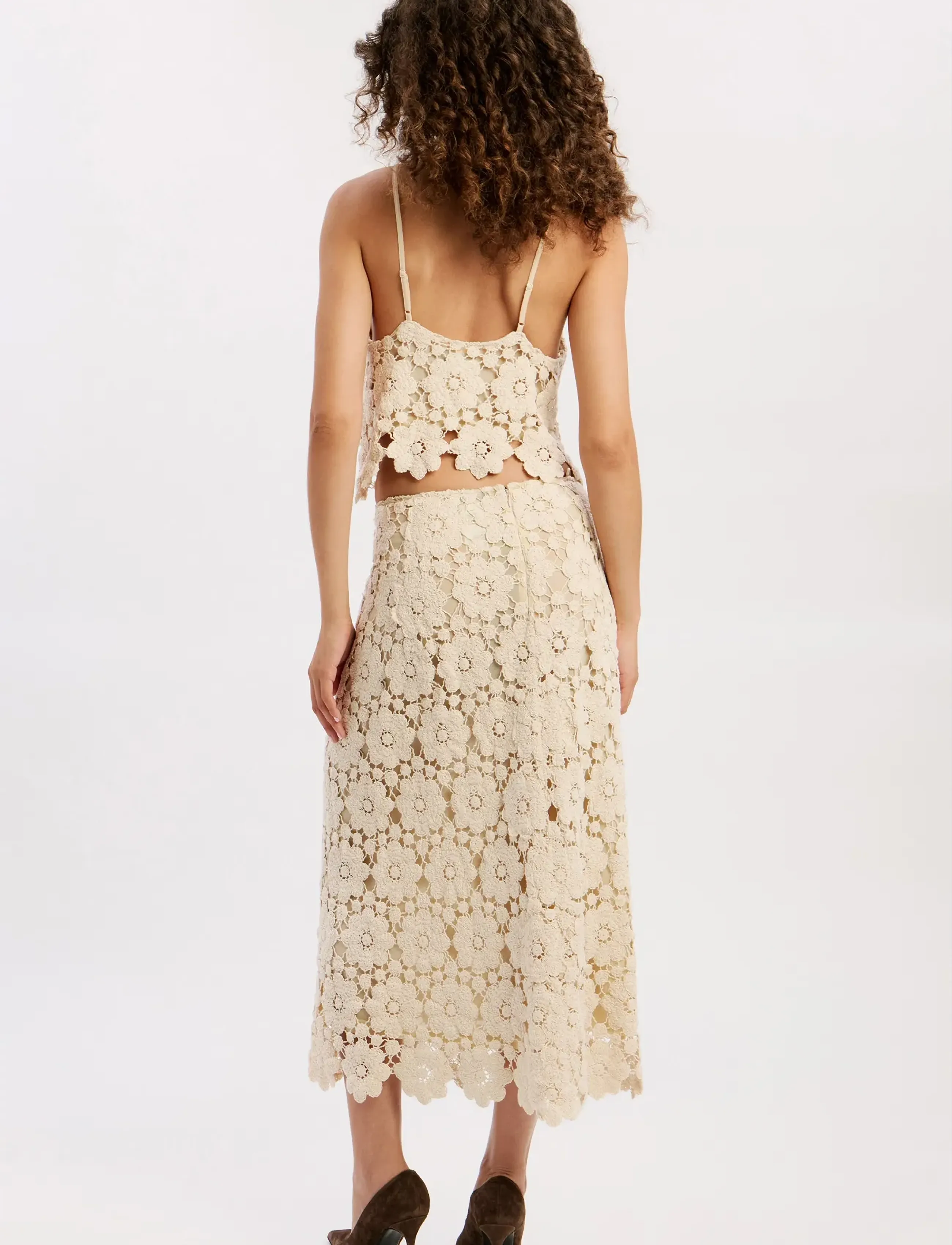 Bardot - VENETA CROCHET MIDI SKIRT - jupes en maille - lt beige - 5
