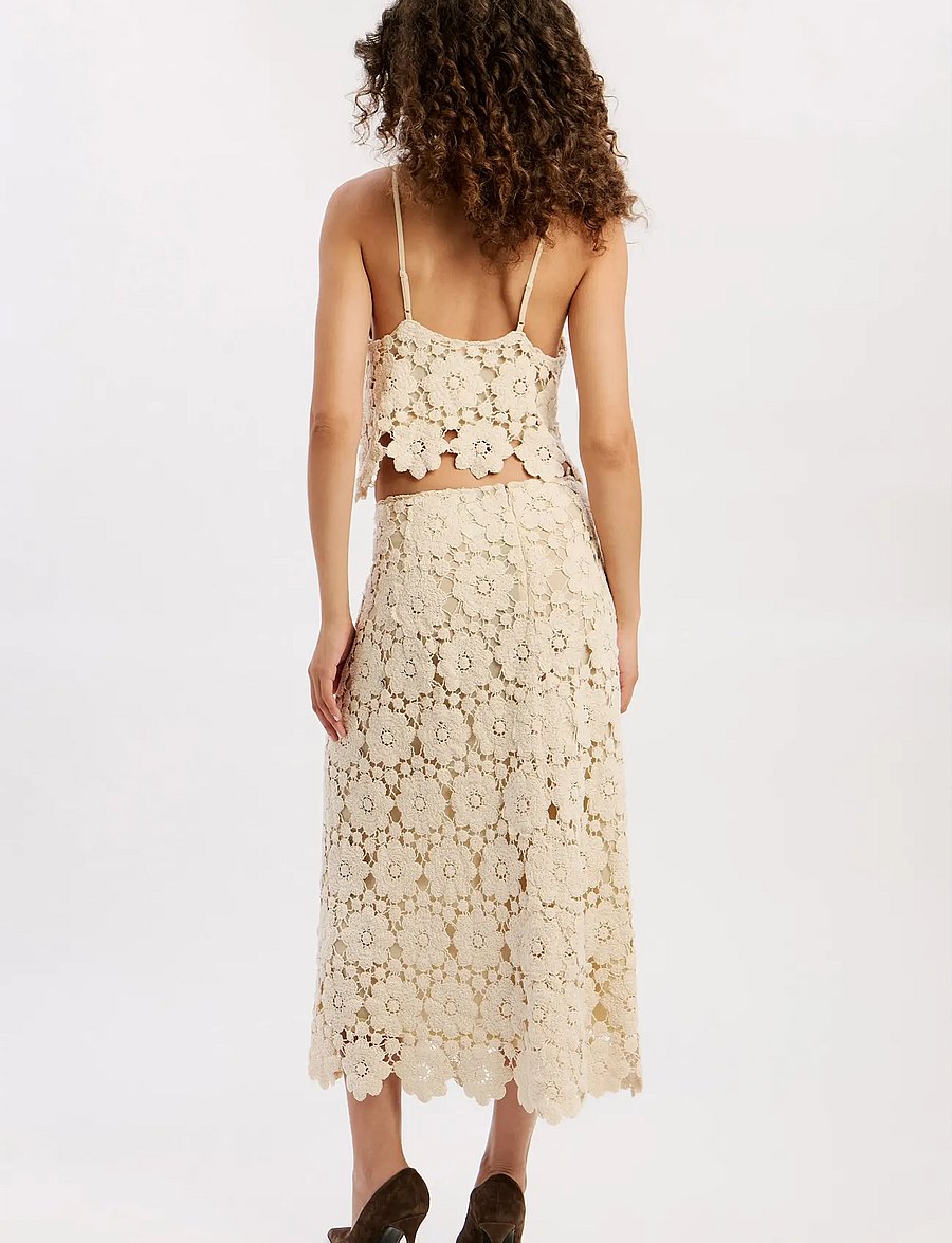 Bardot - VENETA CROCHET MIDI SKIRT - knitted skirts - lt beige - 5