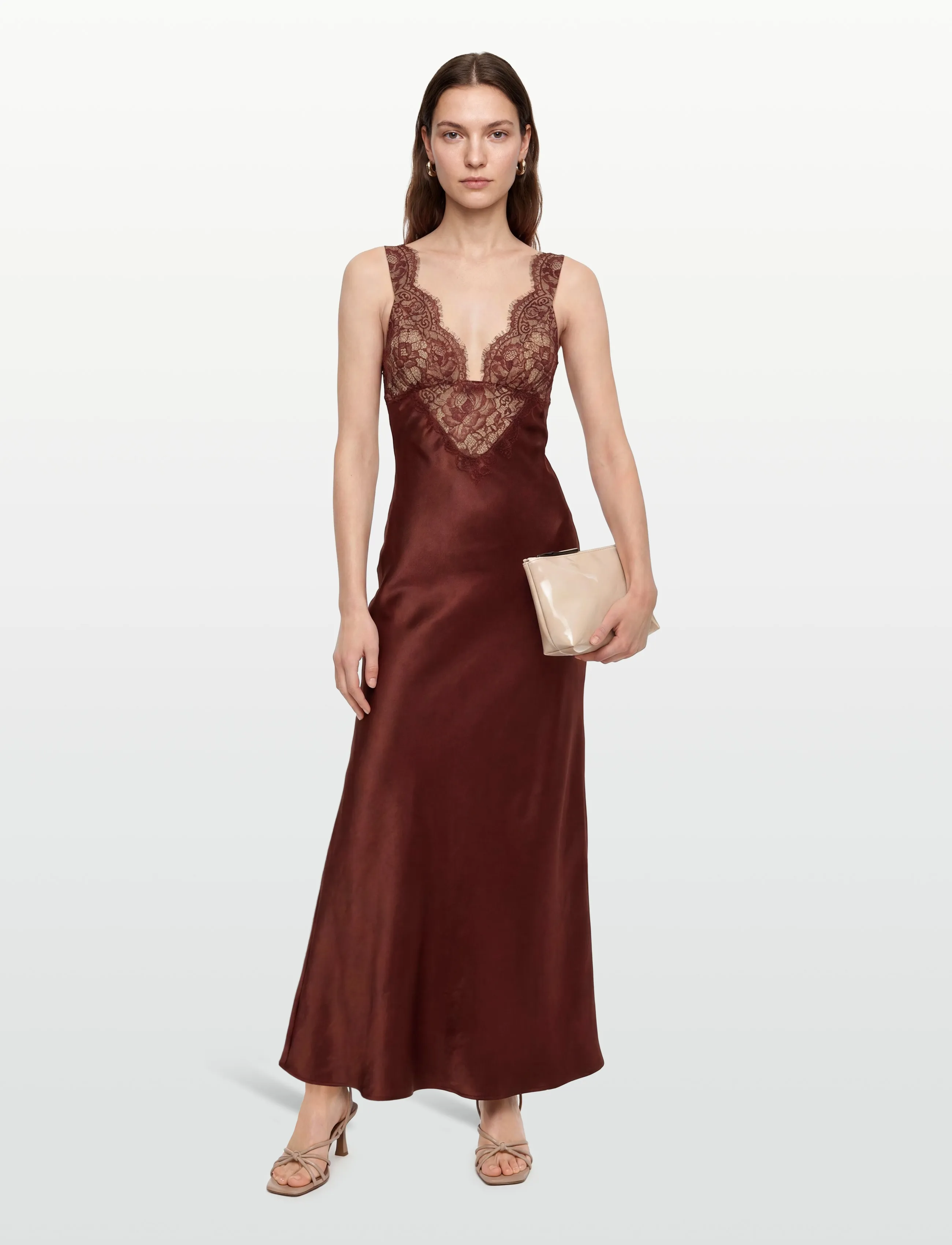 Bardot Torie Lace Slip Dress, Kvinder, Blonde Slipkjole, Bordeaux, Str: XXL