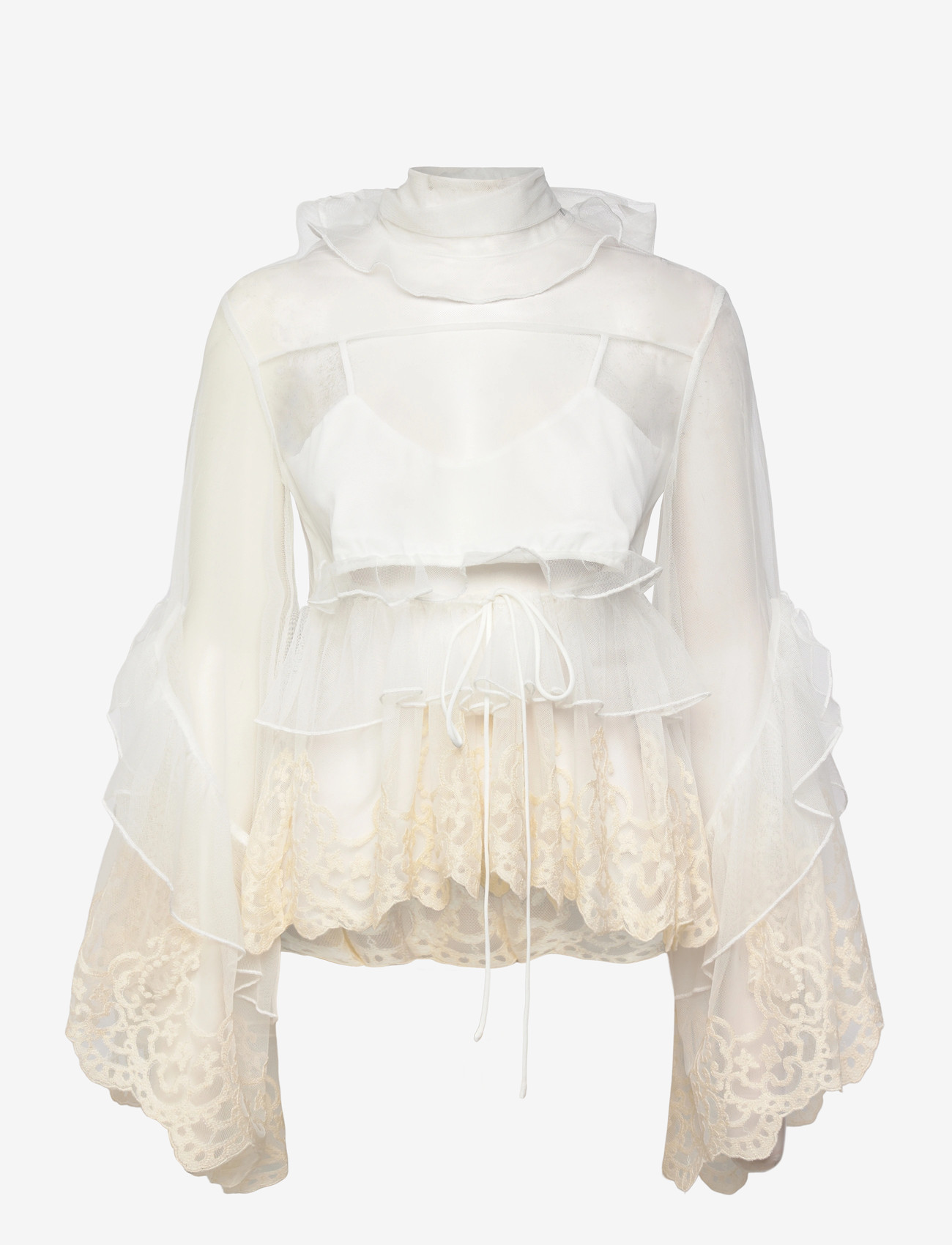 Bardot - ANYSSA LACE EDGE RUFFLE BLOUSE - langærmede bluser - ivory - 1