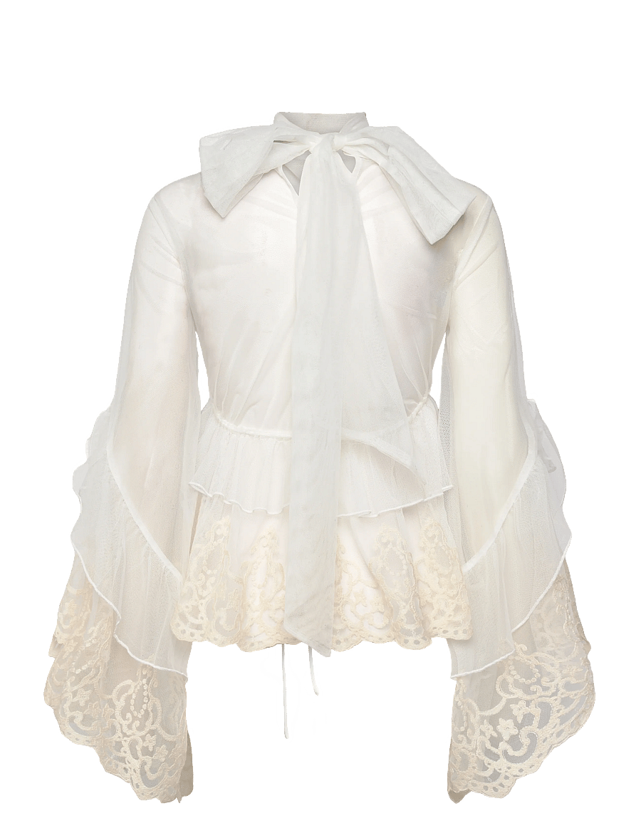 Bardot - ANYSSA LACE EDGE RUFFLE BLOUSE - langärmelige blusen - ivory - 2