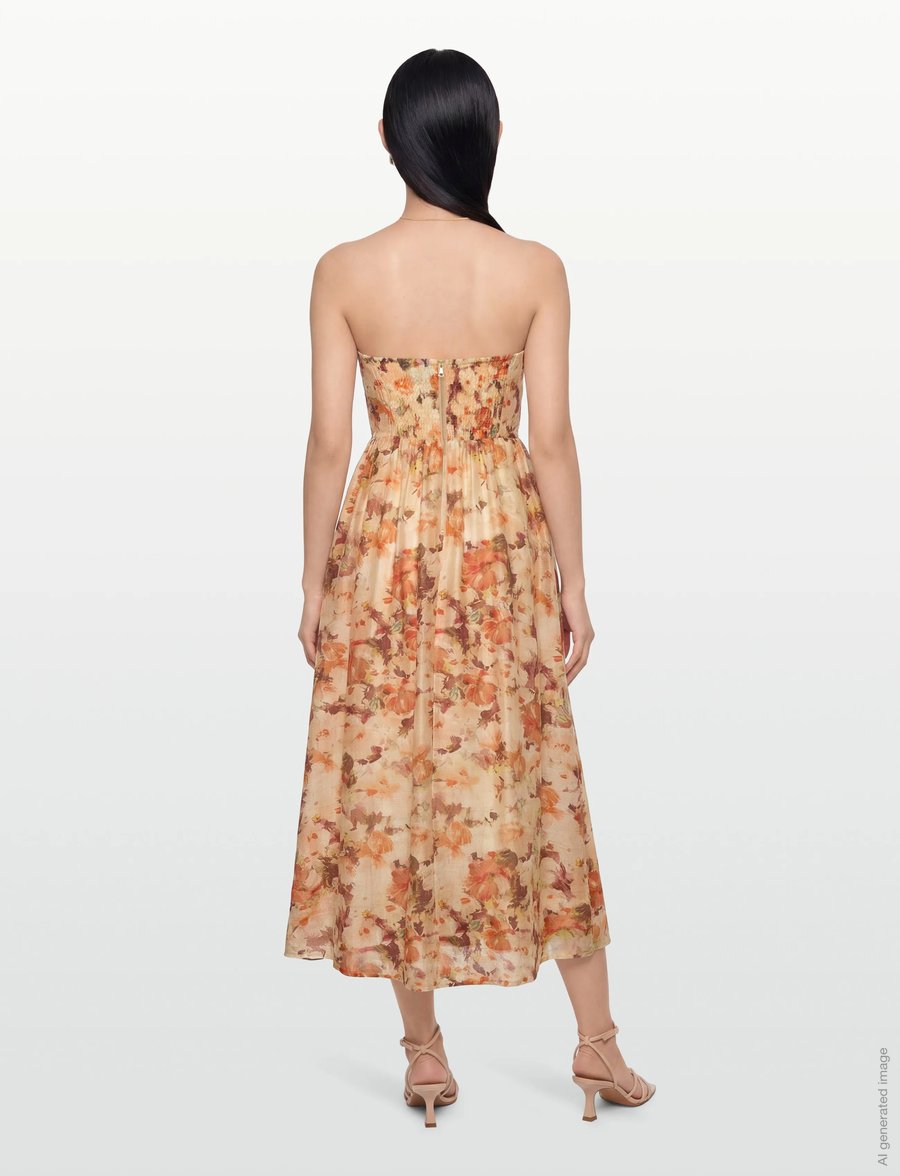 Bardot - LOLA PRINTED MIDI DRESS - midikleider - orange - 4