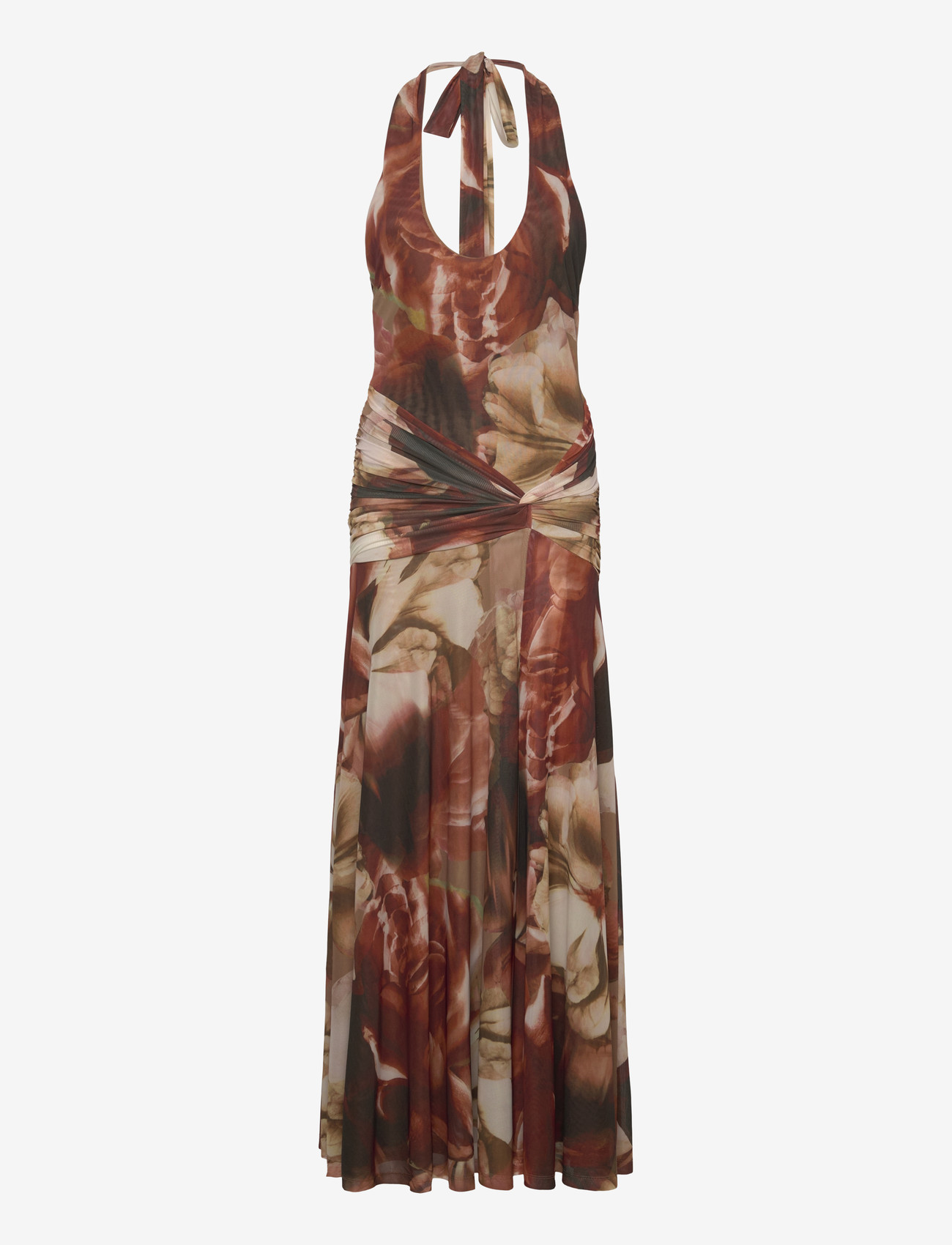 Bardot - SARIBA HALTER MESH MIDI DRESS - midi kjoler - burntorang - 0