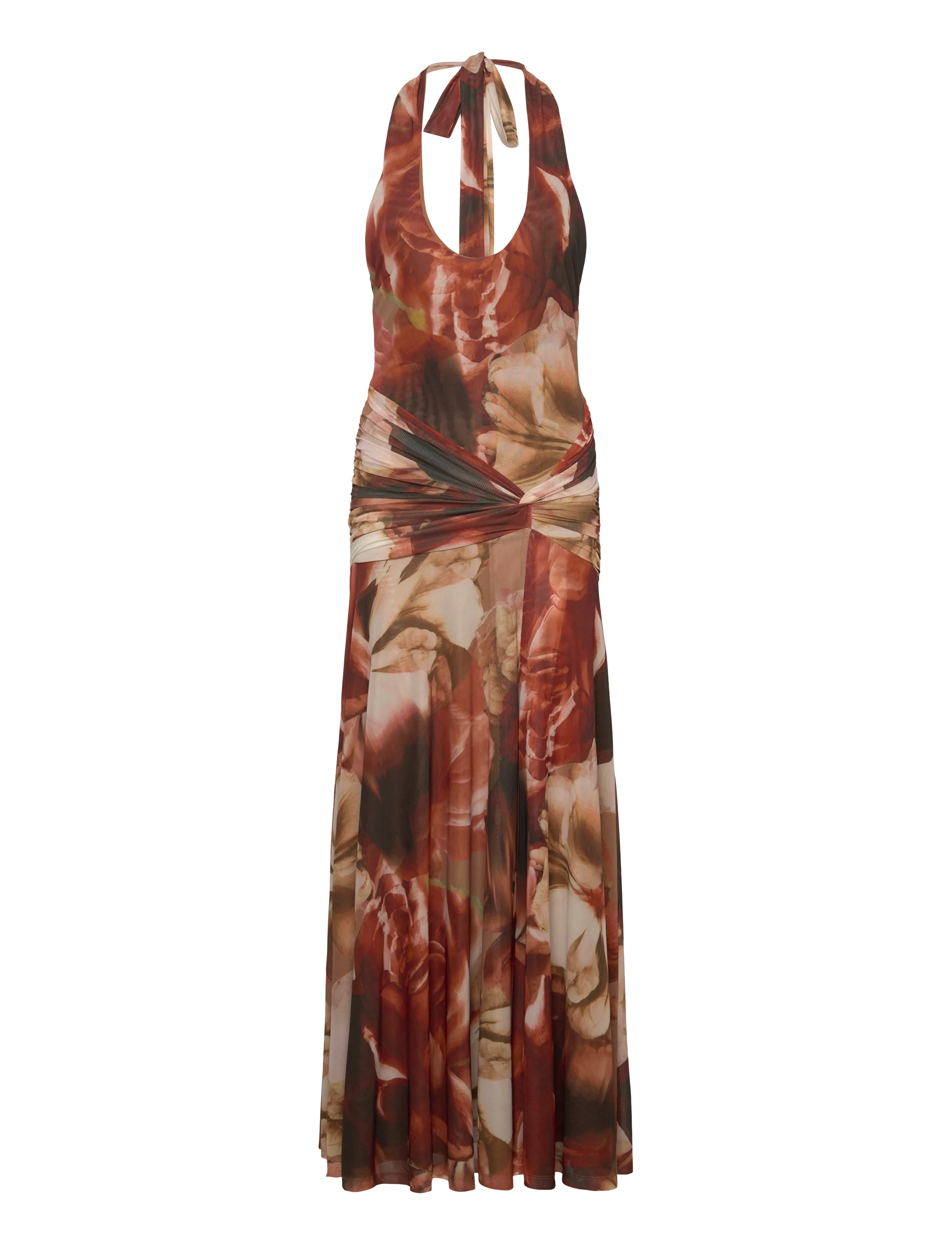 Bardot SARIBA HALTER MESH MIDI DRESS - Midi Dresses - BURNTORANG / orange