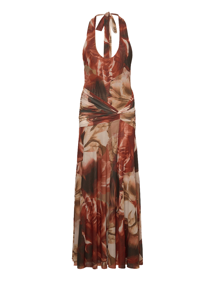 Bardot - SARIBA HALTER MESH MIDI DRESS - midikleidid - burntorang - 0