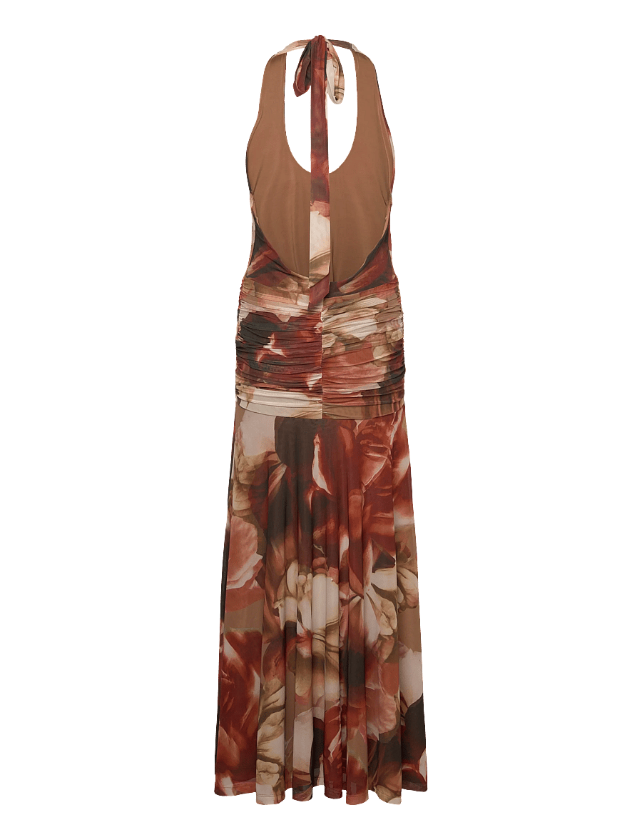Bardot - SARIBA HALTER MESH MIDI DRESS - midikleidid - burntorang - 1