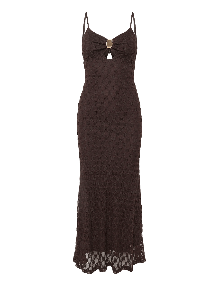 Bardot - KARLA GOLD CLASP MIDI DRESS - dark choco - 0