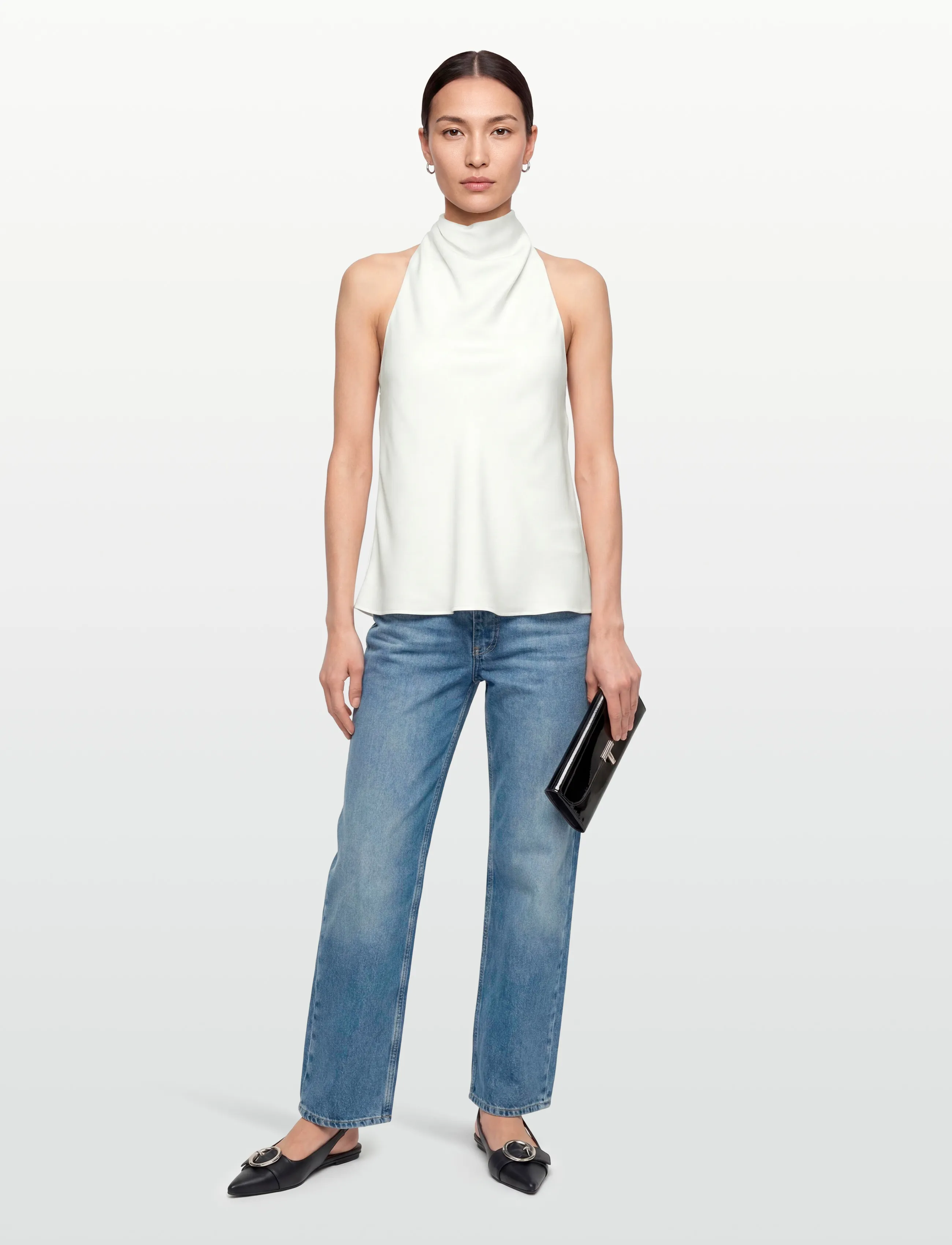 Bardot Solene High Cowl Neck Top, Kvinder, Høj Cowl Neck Top, Hvid, Str: XXL