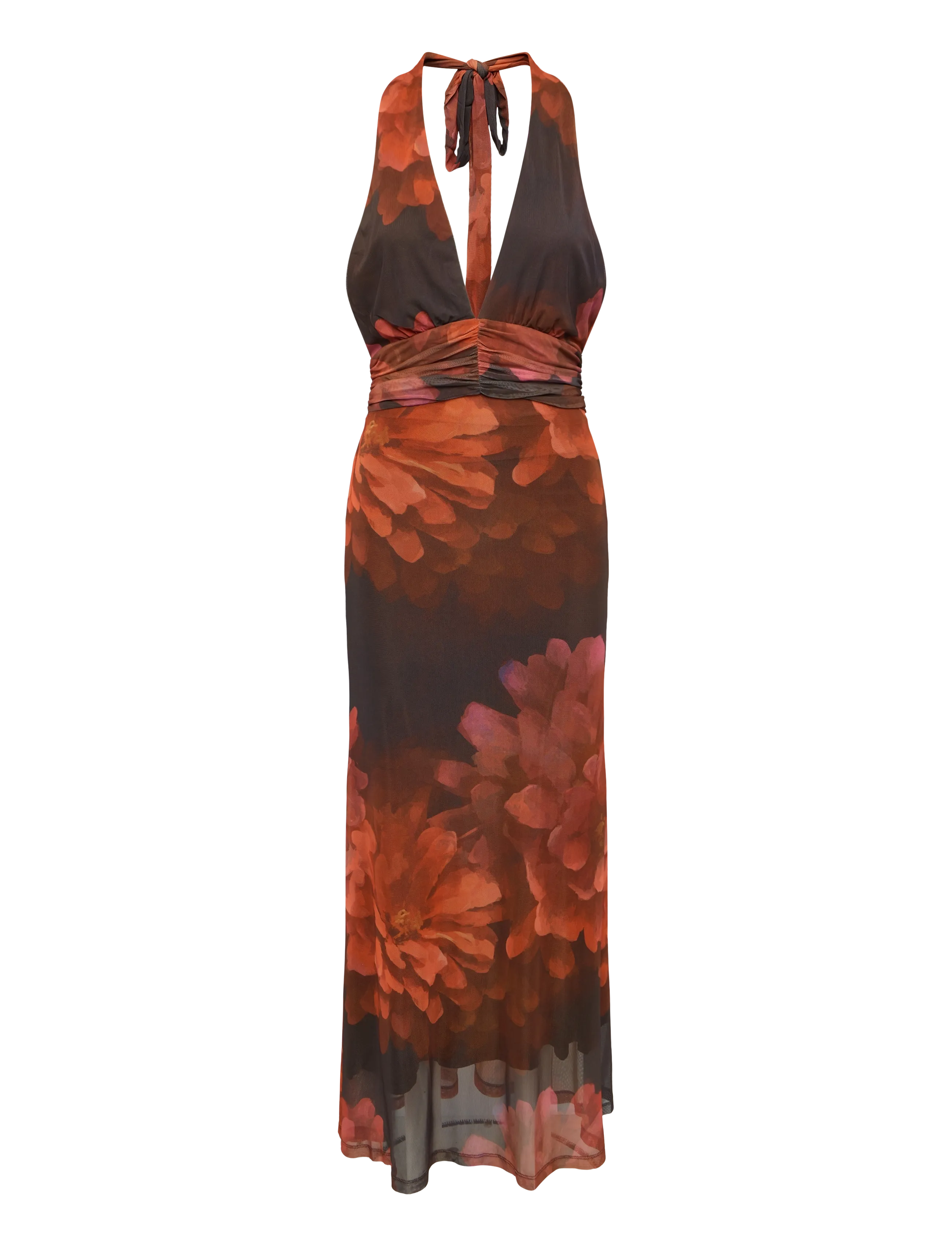 Bardot - ELERA PRINTED MESH MAXI DRESS - red dit fl - 1