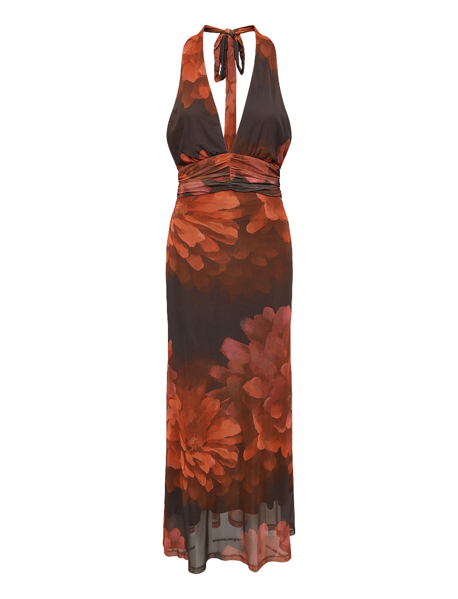 Bardot - ELERA PRINTED MESH MAXI DRESS - red dit fl - 1