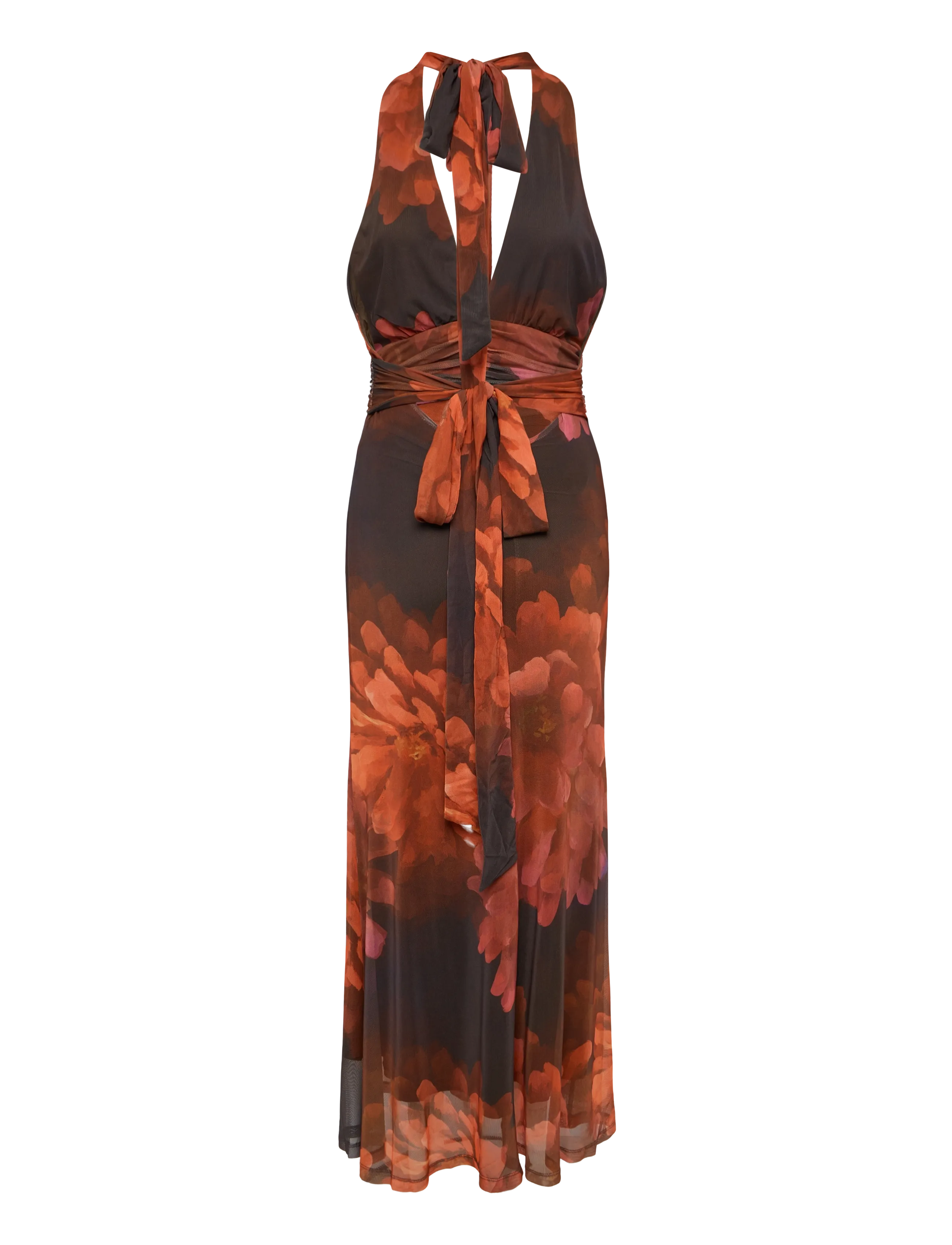 Bardot - ELERA PRINTED MESH MAXI DRESS - red dit fl - 2