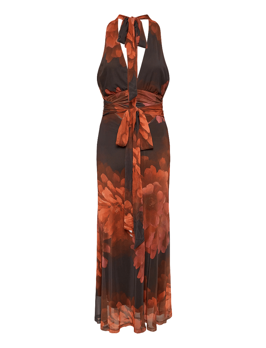 Bardot - ELERA PRINTED MESH MAXI DRESS - red dit fl - 2