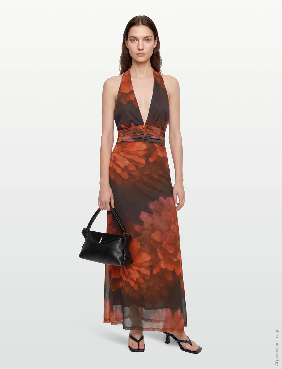 Bardot - ELERA PRINTED MESH MAXI DRESS - red dit fl - 0