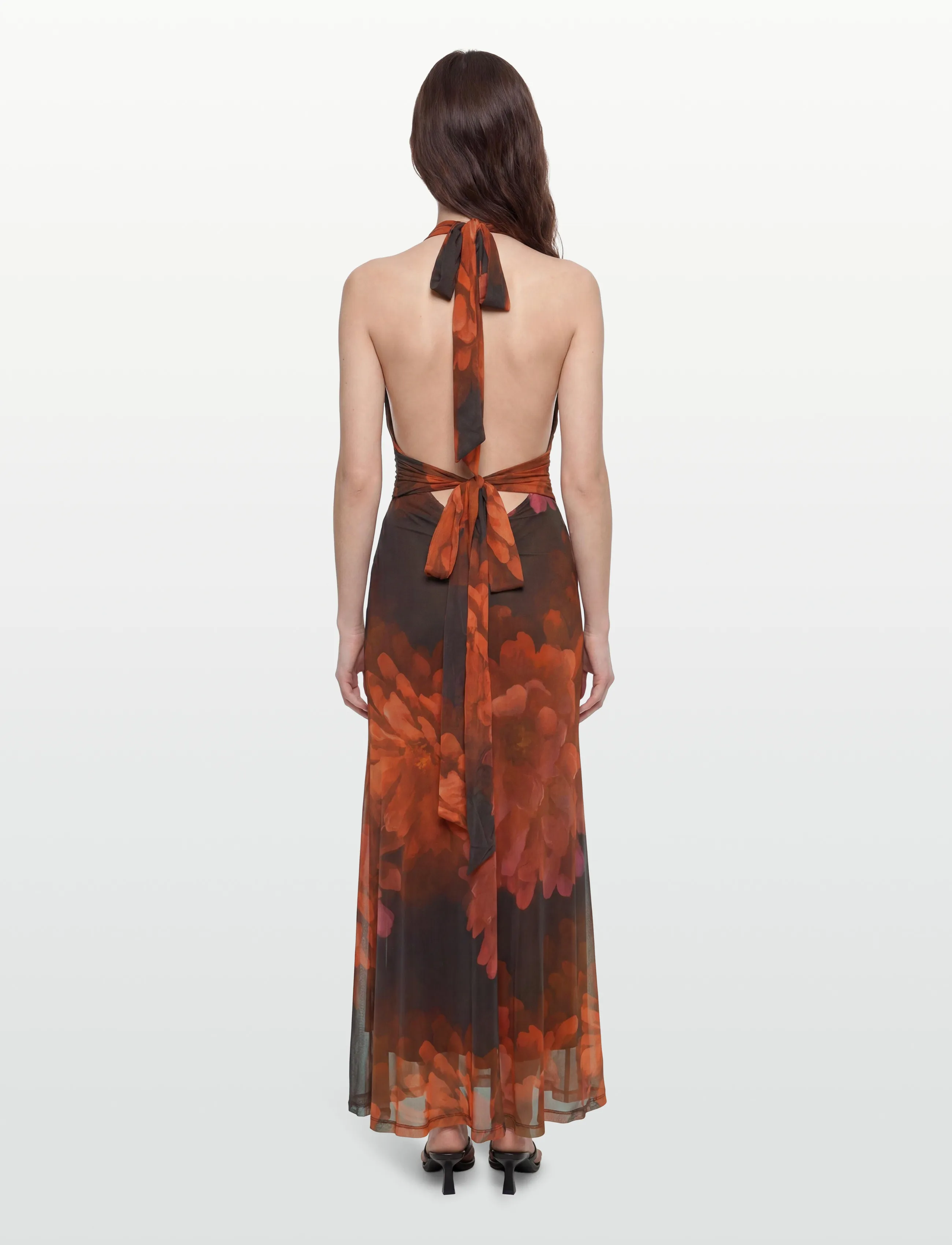 Bardot - ELERA PRINTED MESH MAXI DRESS - red dit fl - 4