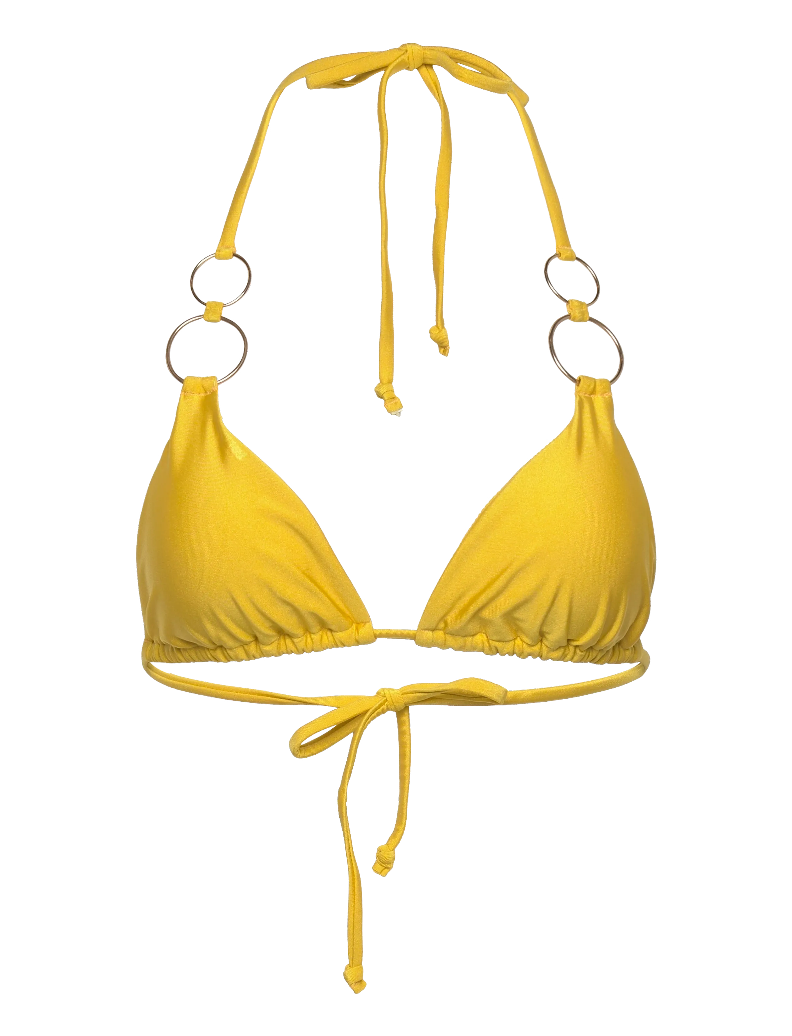 Bardot Leala Ring Detail Bikini Top, S, Oberteile, Gelb - Triangle Bikinitops, Frauen