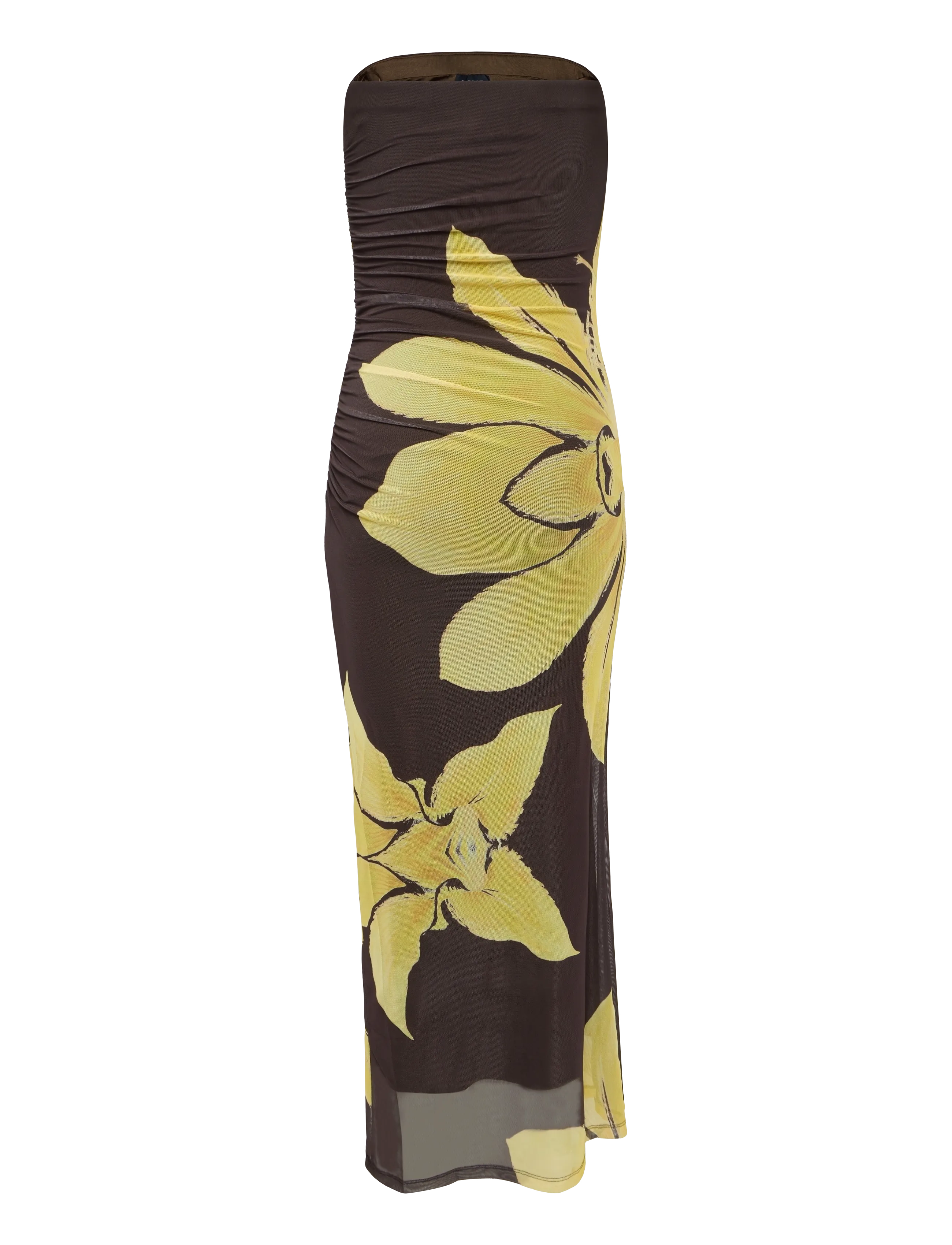 Bardot - CIERA STRAPLESS MESH DRESS - choc fl - 1