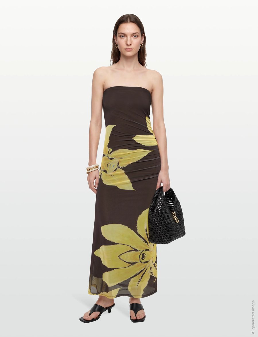 Bardot - CIERA STRAPLESS MESH DRESS - sumarkjólar - choc fl - 0
