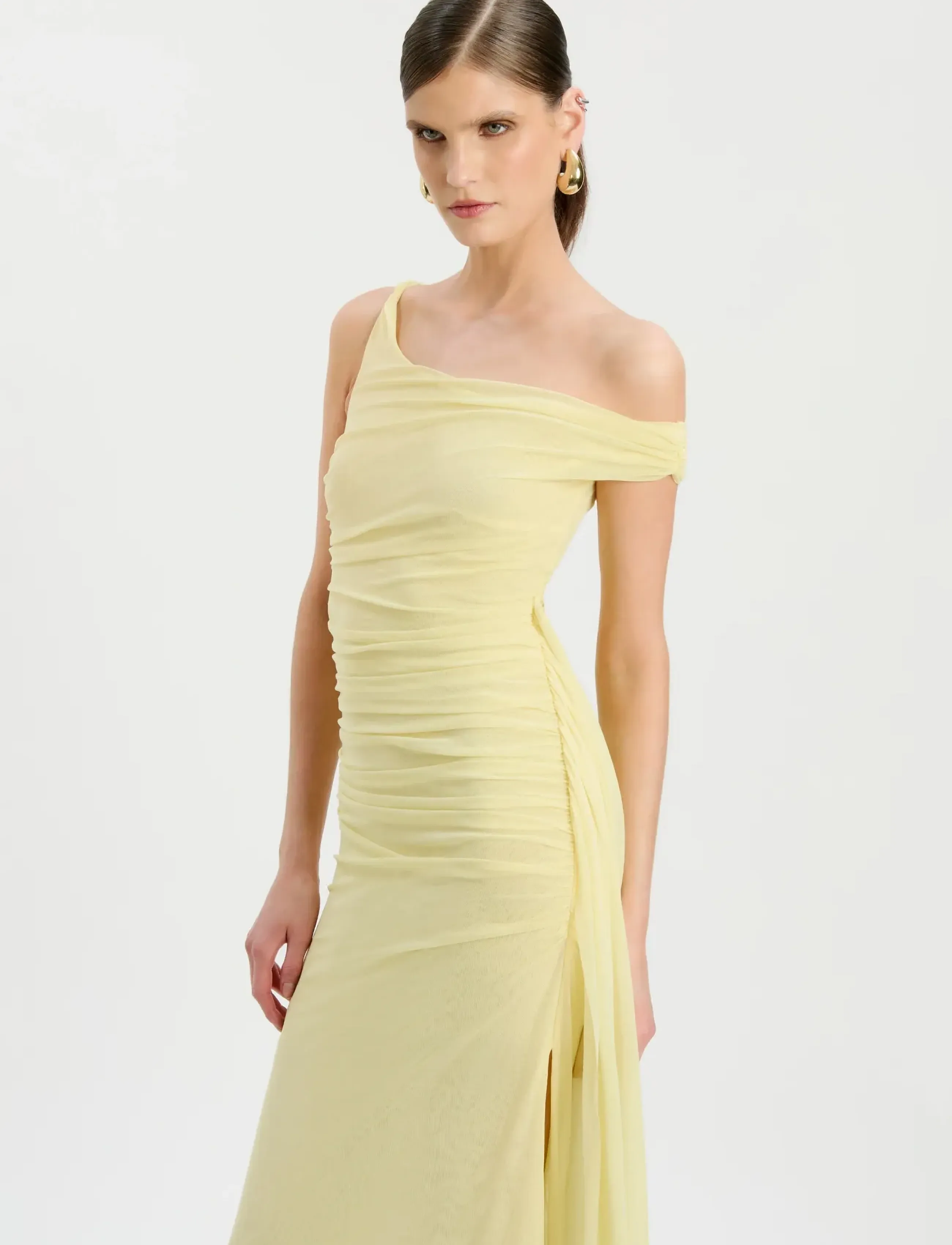 Bardot - LAYANA ASYM MAXI DRESS - maxi kjoler - canary ylw - 4
