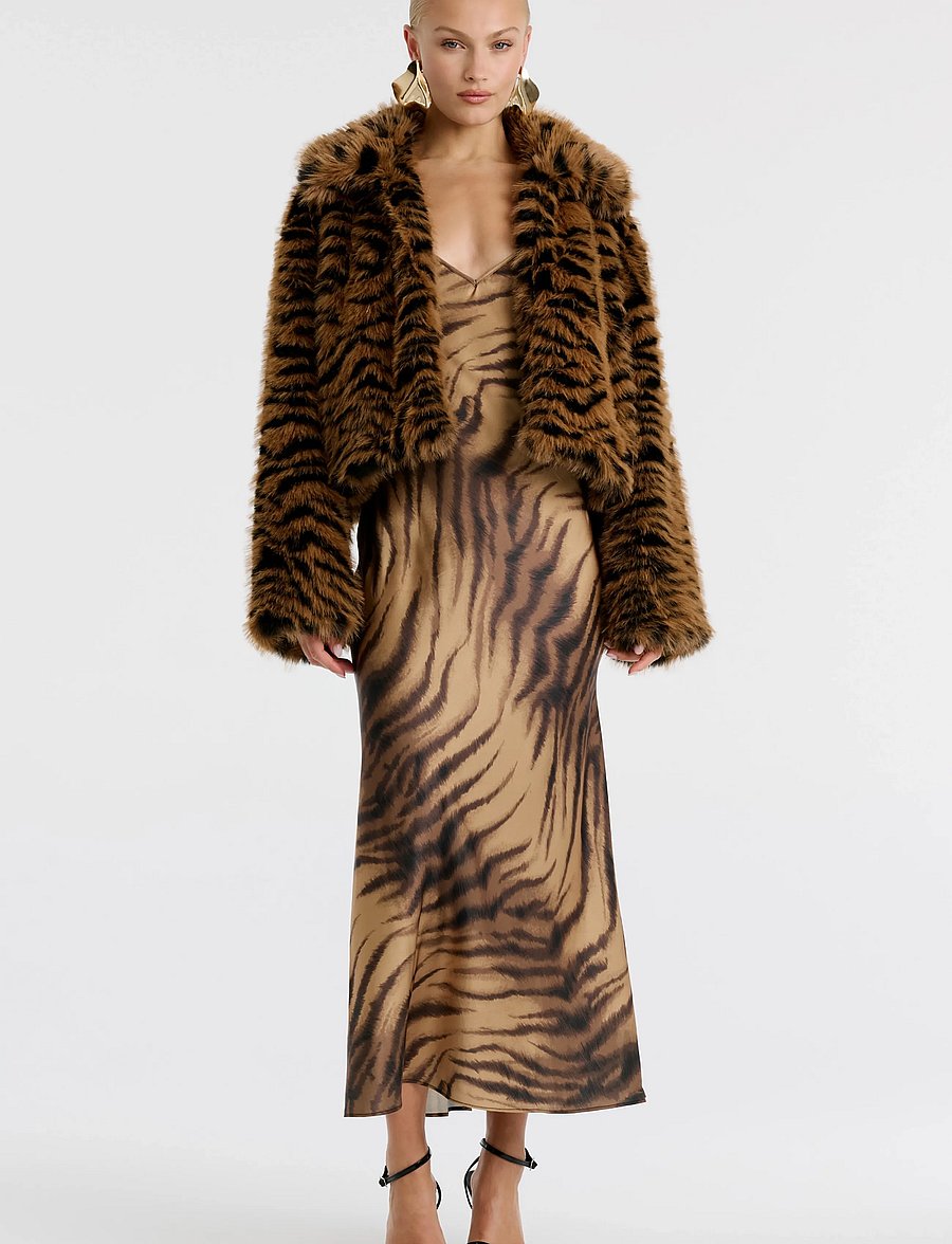 Bardot - COLETTE FAUX FUR JACKET - faux fur jakker - brown - 0