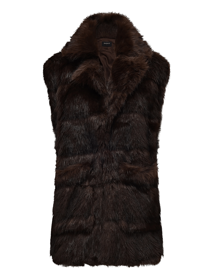 Bardot - BRENTLEY FAUX FUR VEST - fleece- och teddyvästar - dark choco - 0