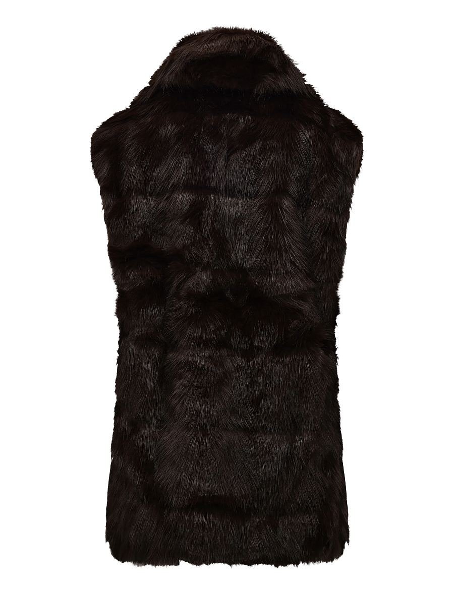 Bardot - BRENTLEY FAUX FUR VEST - fleece- och teddyvästar - dark choco - 1