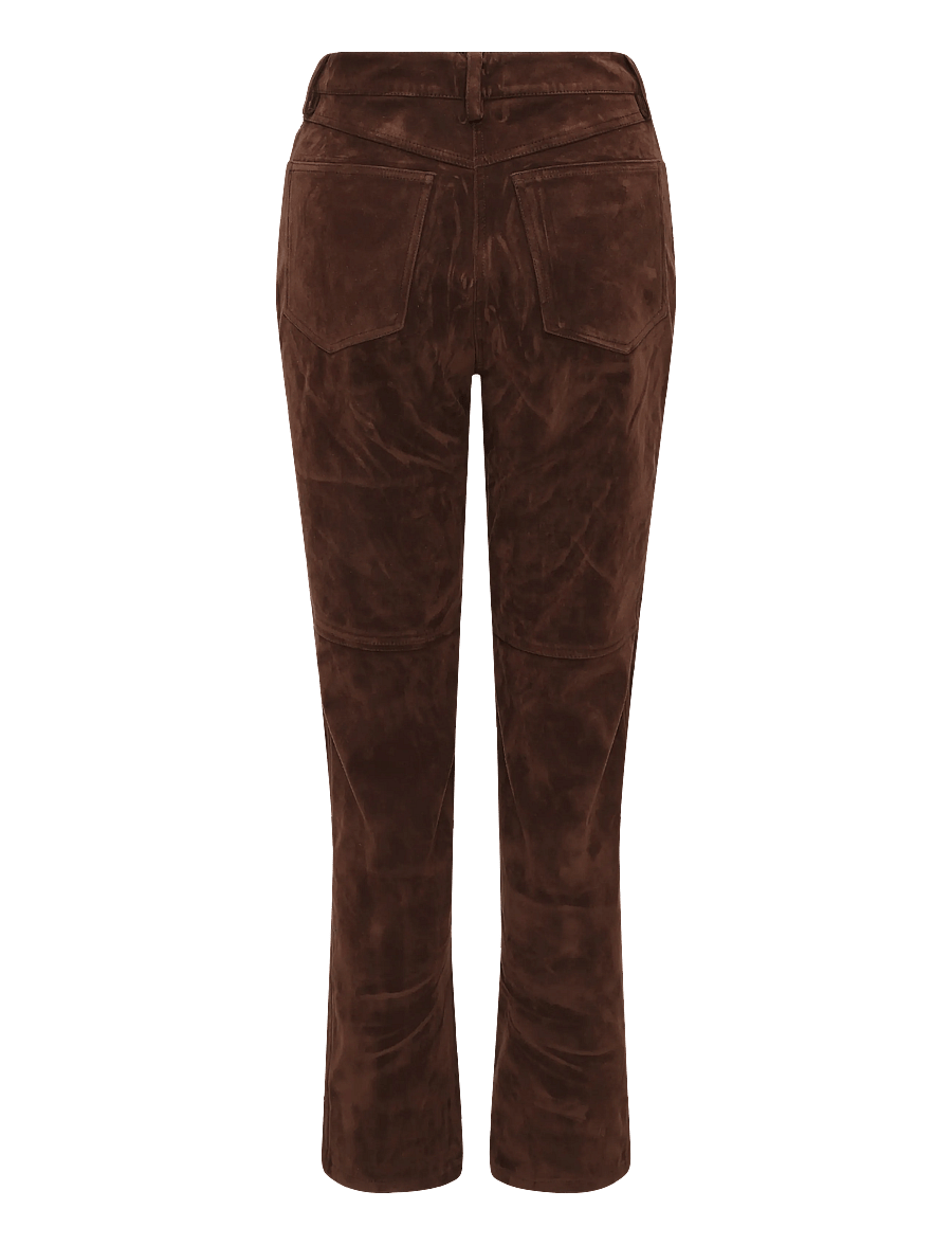 Bardot - NIA VEGAN SUEDE PANT - nahkpüksid - dark choco - 2
