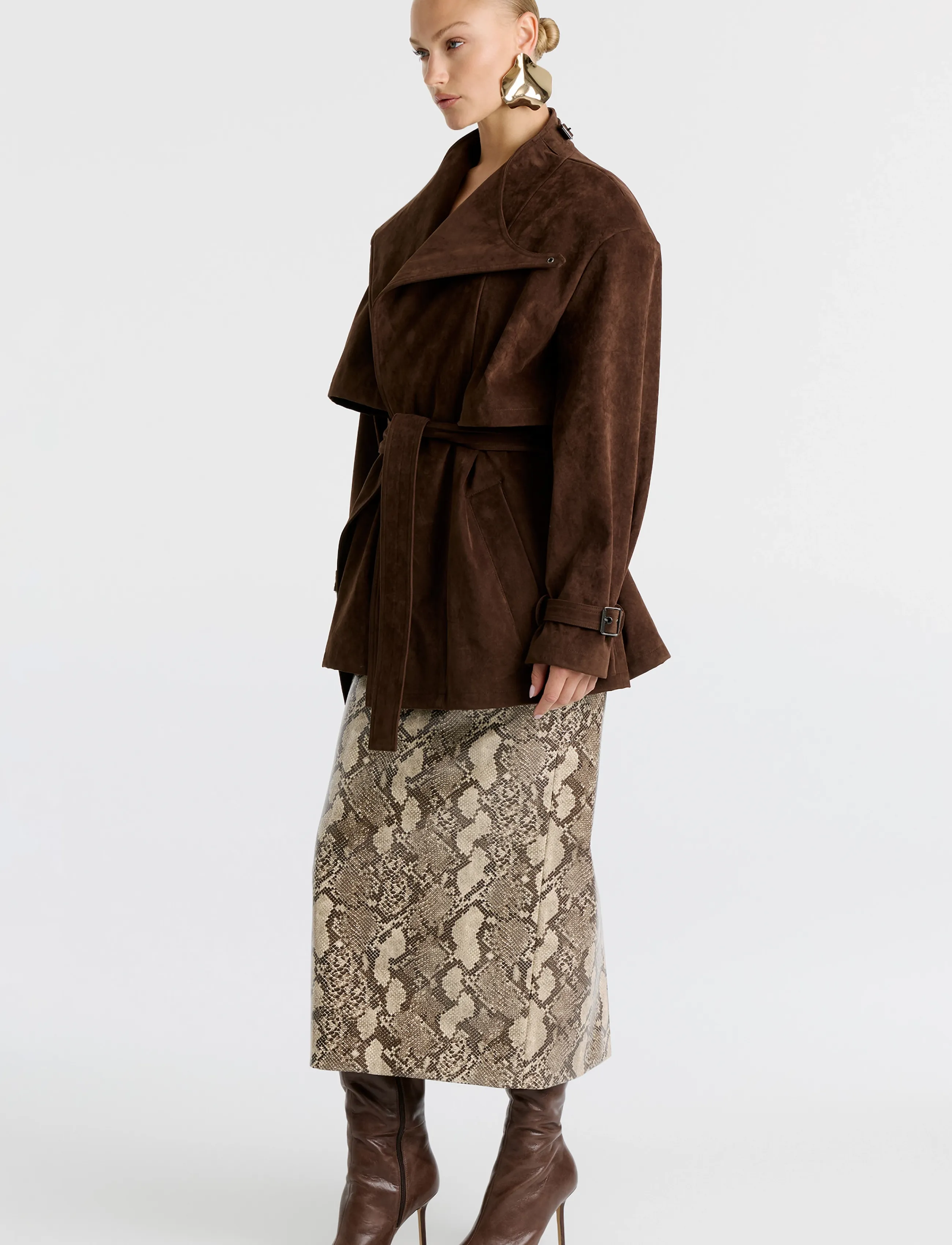 Bardot VERONICA VEGAN SUEDE JACKET - Hverdags stil - DARK CHOCO / brown