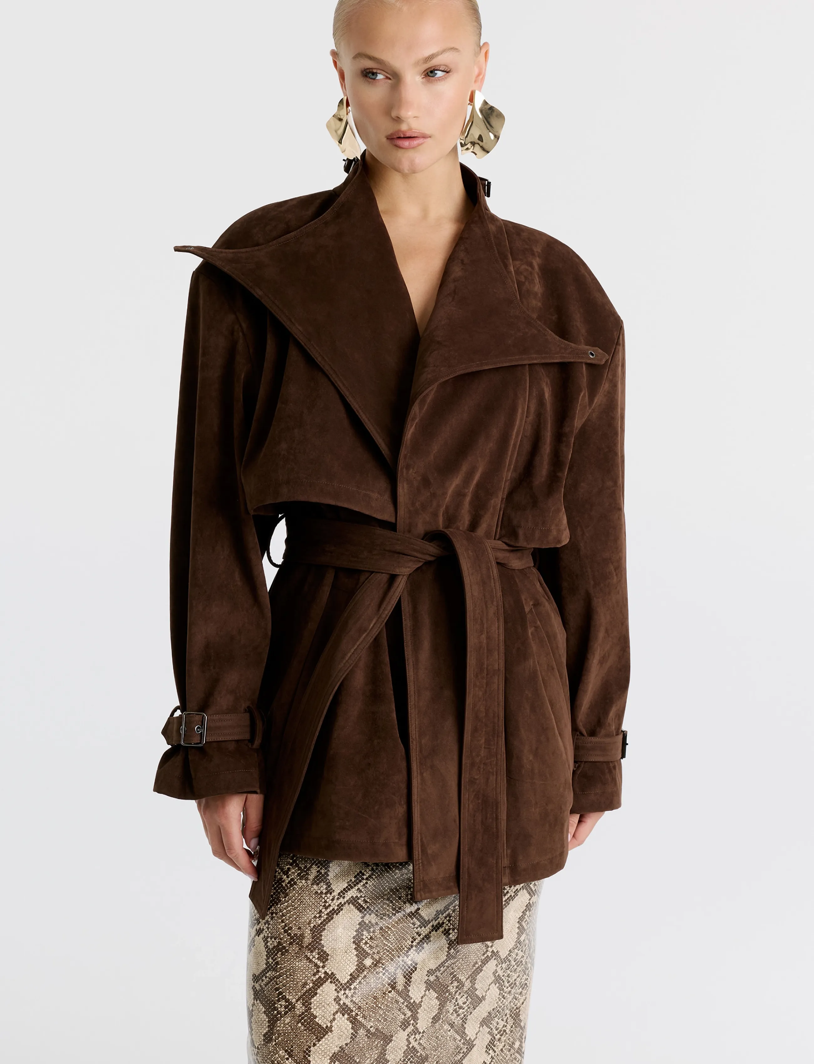 Bardot - VERONICA VEGAN SUEDE JACKET - dark choco - 4