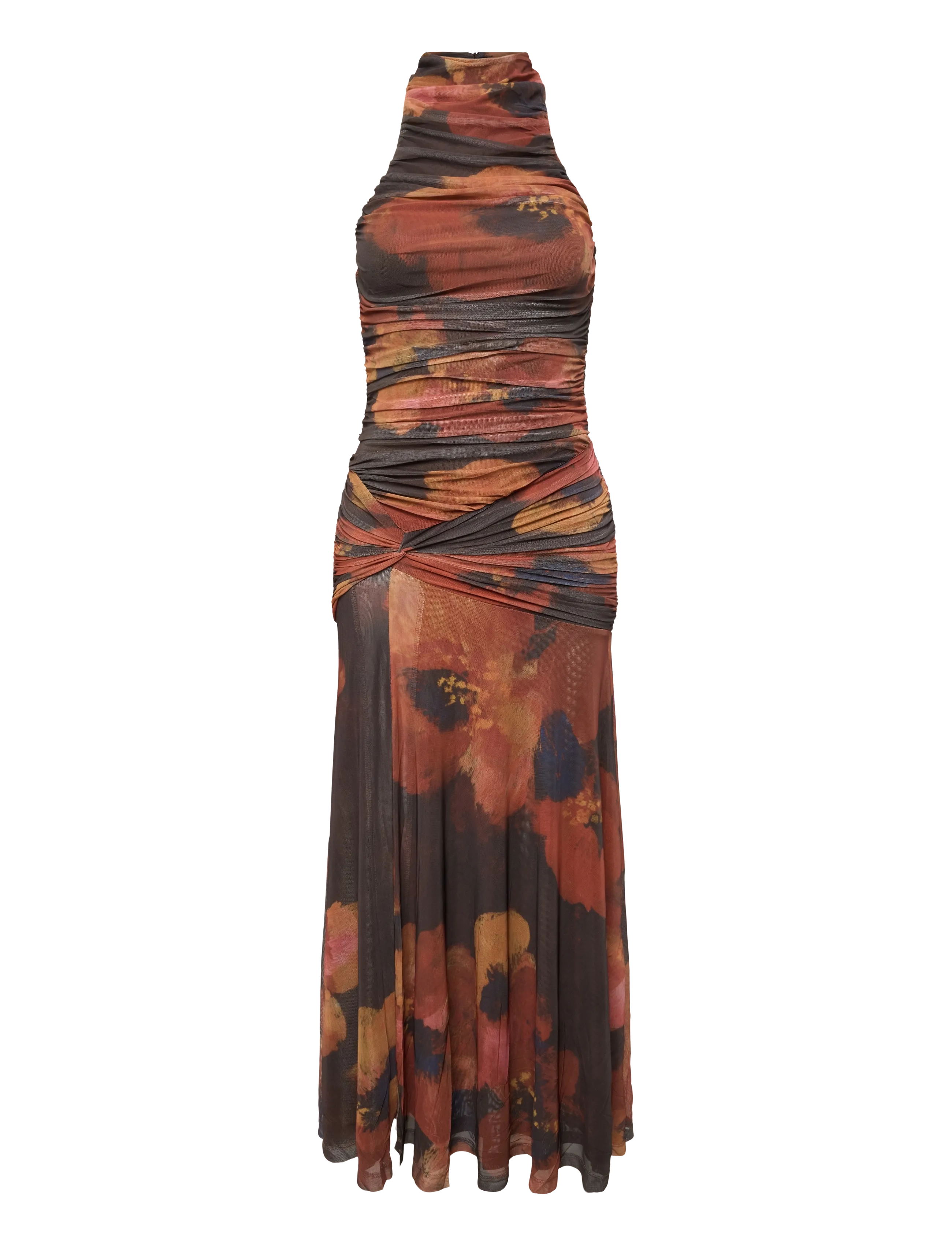 Bardot NATALYA MESH MIDI DRESS - Etuikleider - EARTH RED / burgundy