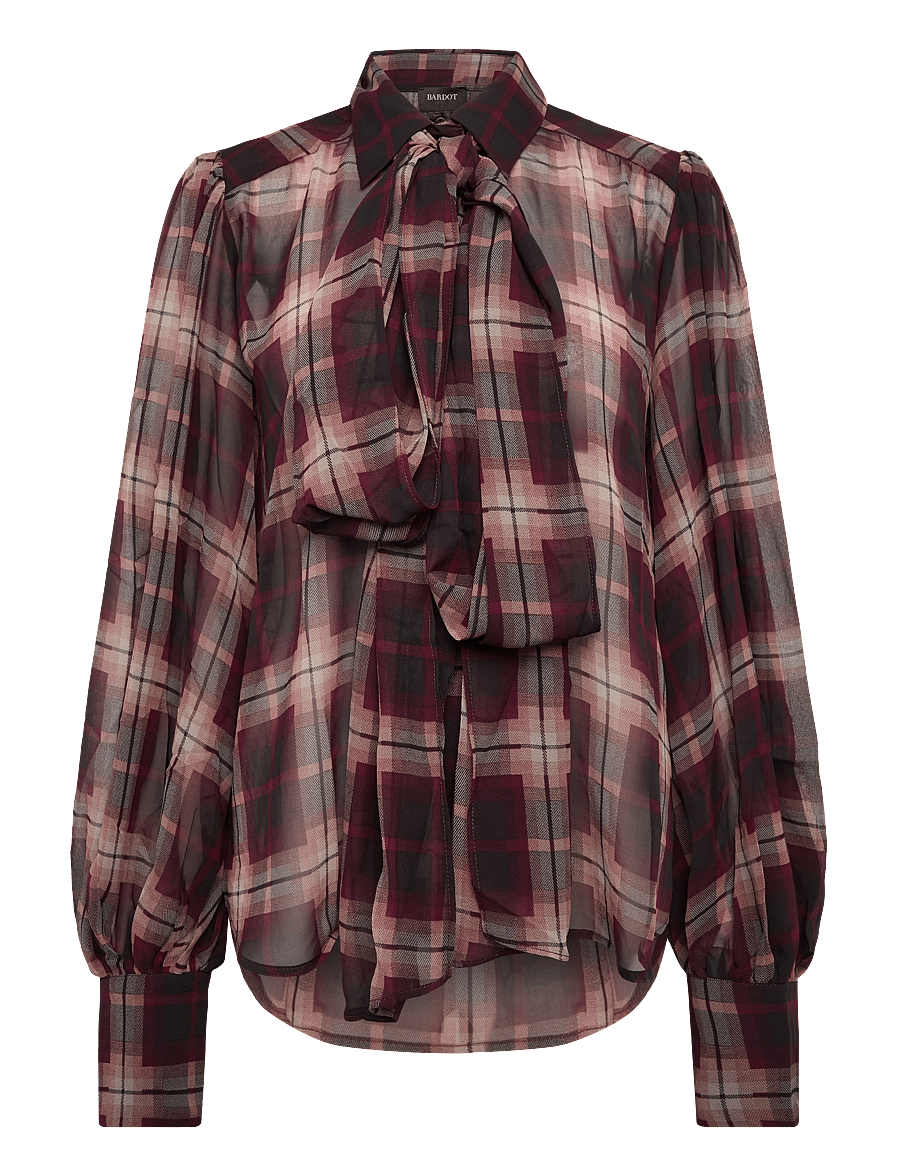 Bardot - CECILE NECK TIE SHIRT - langærmede bluser - burgundy - 0