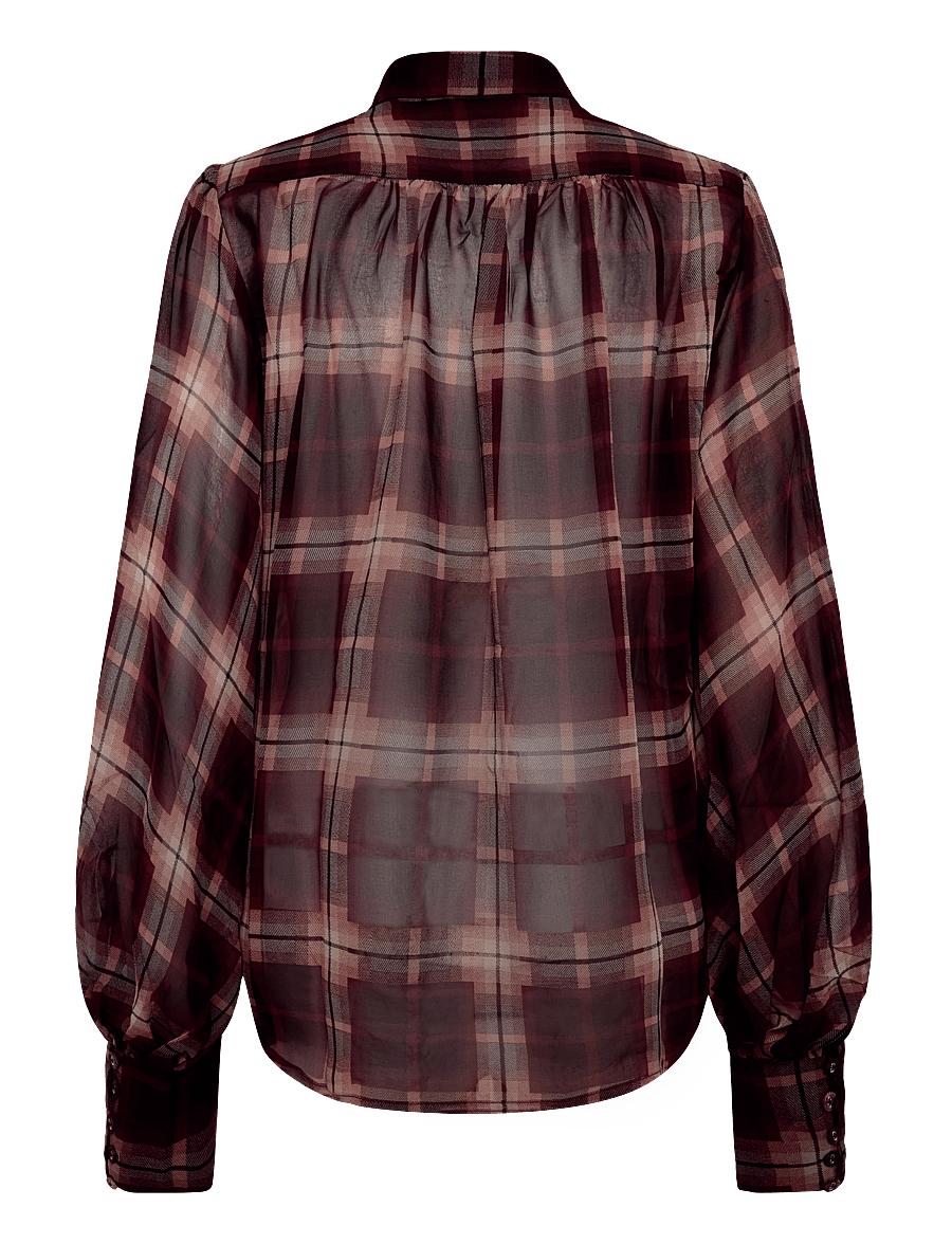 Bardot - CECILE NECK TIE SHIRT - langærmede bluser - burgundy - 1